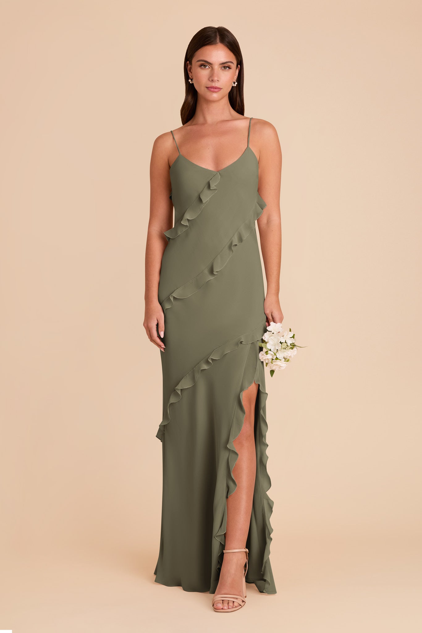 Flirty Ruffled Chiffon Dress for Women | Valentina - Thyme