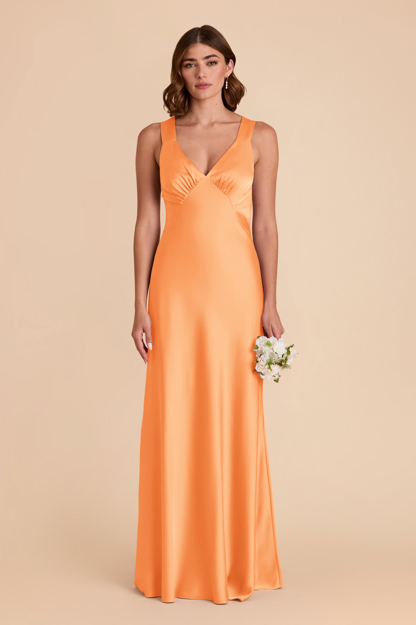 Matte Satin Dress with V-Neck & A-Line Skirt | Veronica