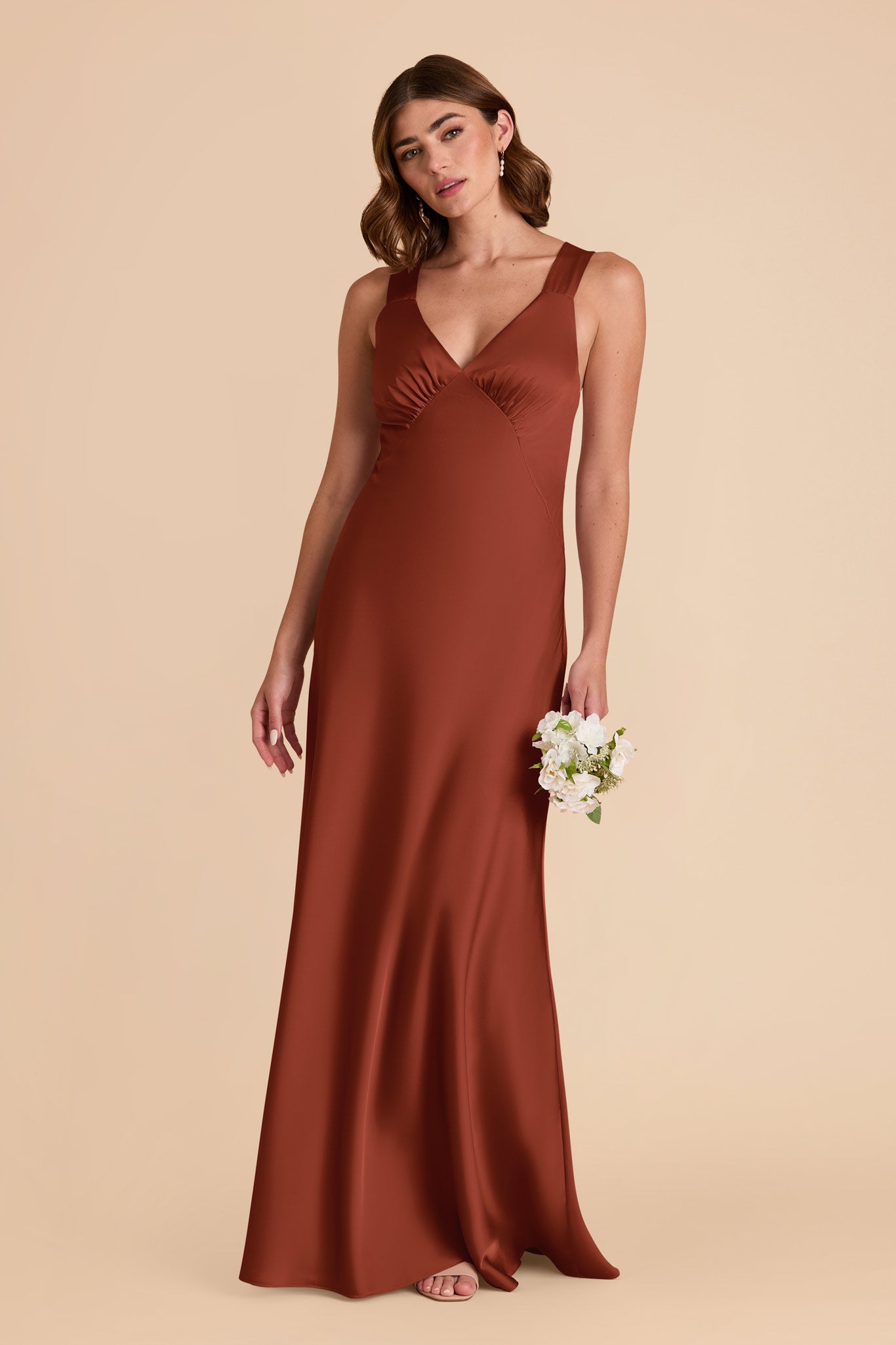 Matte Satin Dress with V-Neck & A-Line Skirt | Veronica