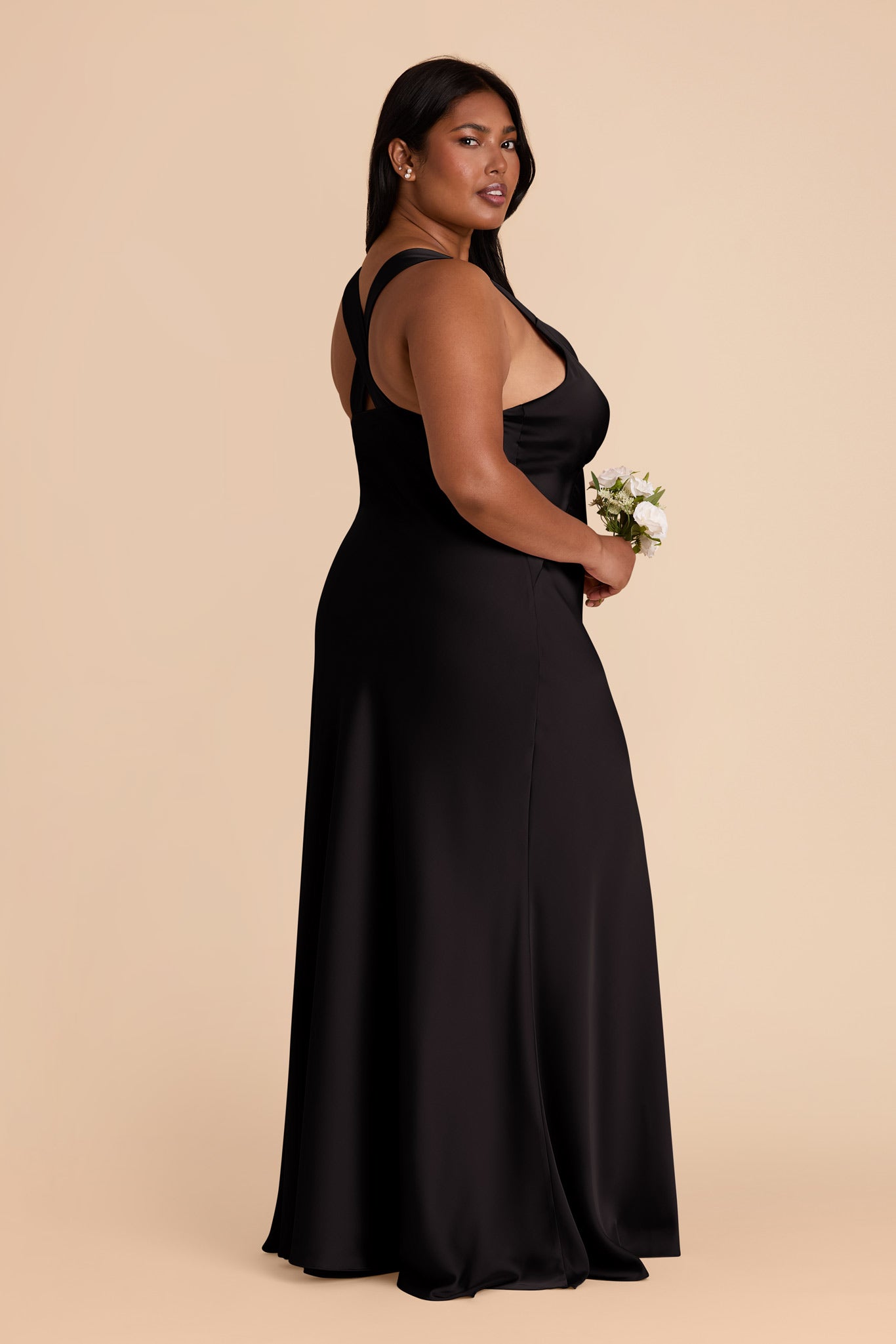 Matte Satin Dress with V-Neck & A-Line Skirt | Veronica