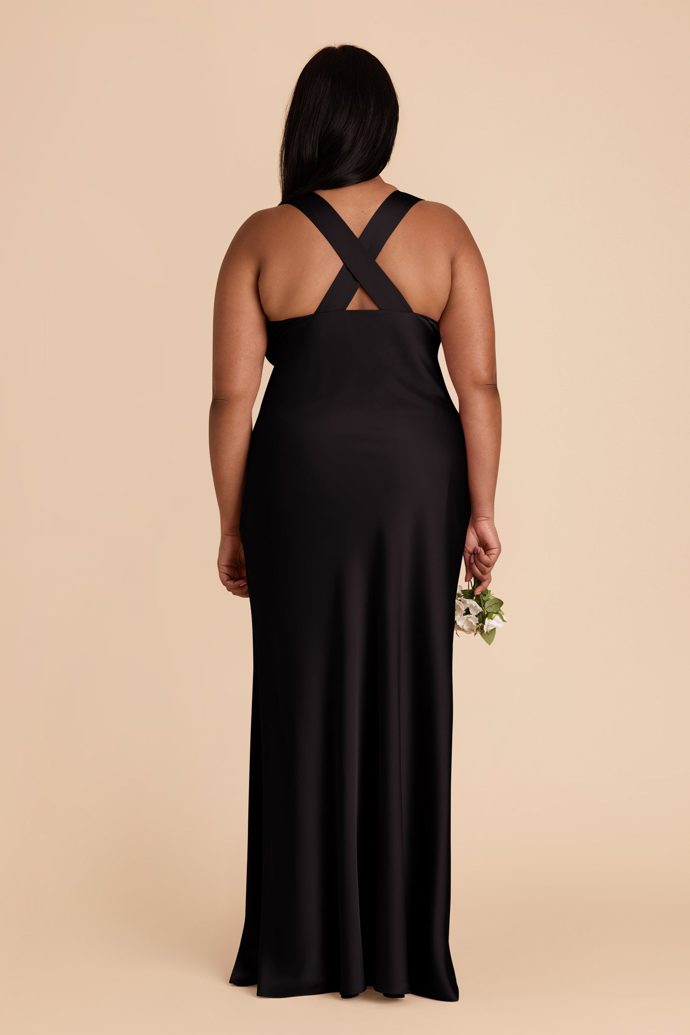 Matte Satin Dress with V-Neck & A-Line Skirt | Veronica