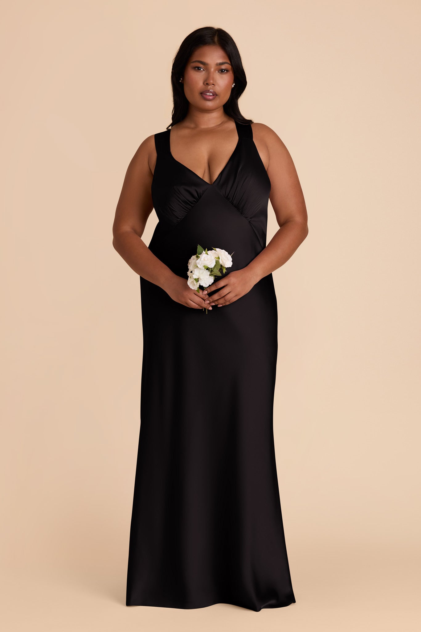 Matte Satin Dress with V-Neck & A-Line Skirt | Veronica