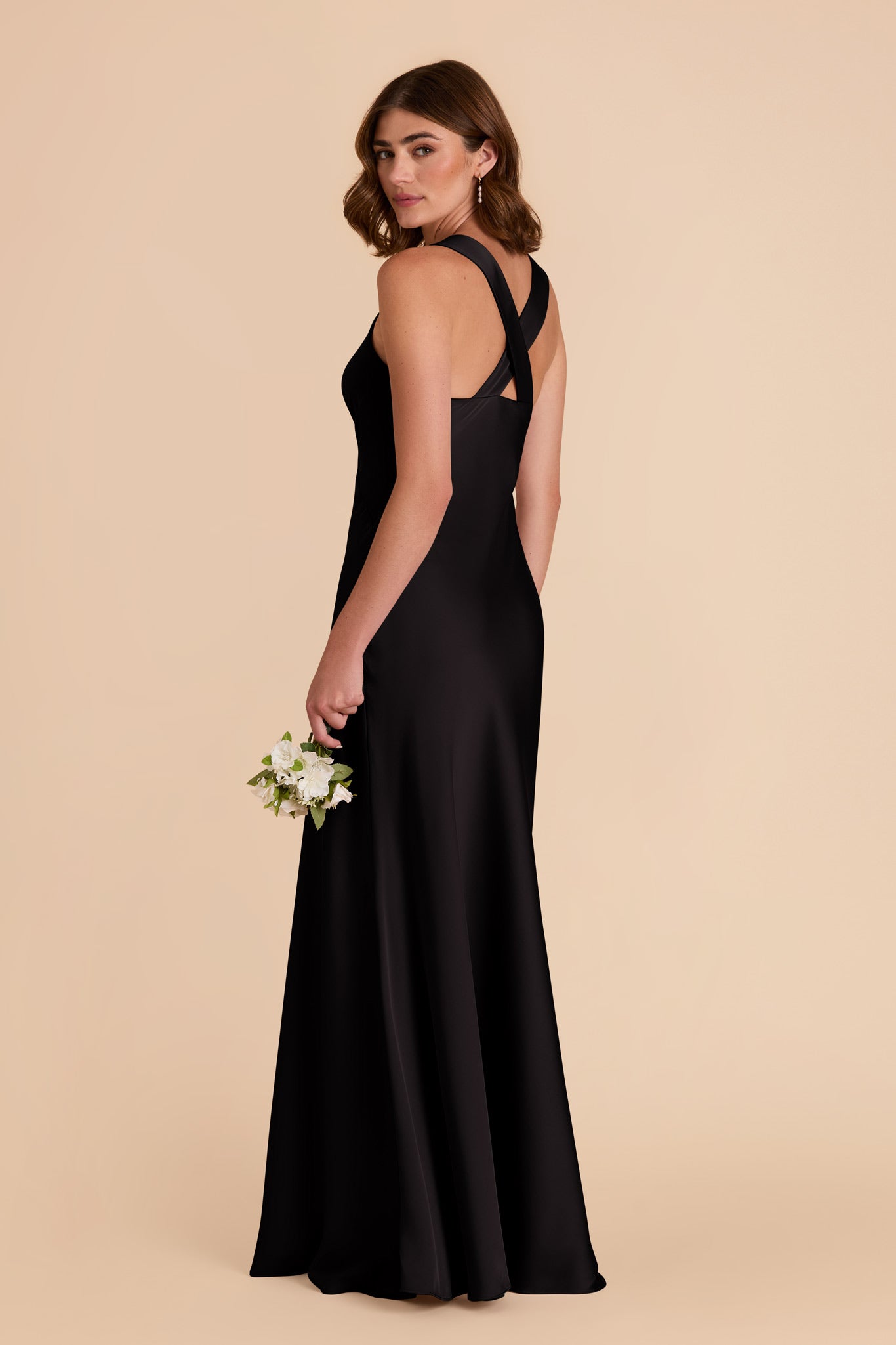 Matte Satin Dress with V-Neck & A-Line Skirt | Veronica