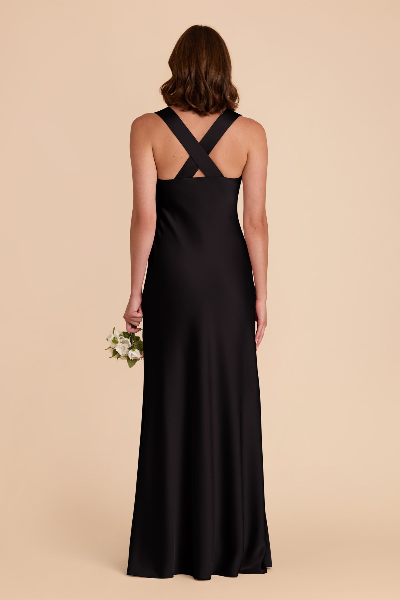 Matte Satin Dress with V-Neck & A-Line Skirt | Veronica