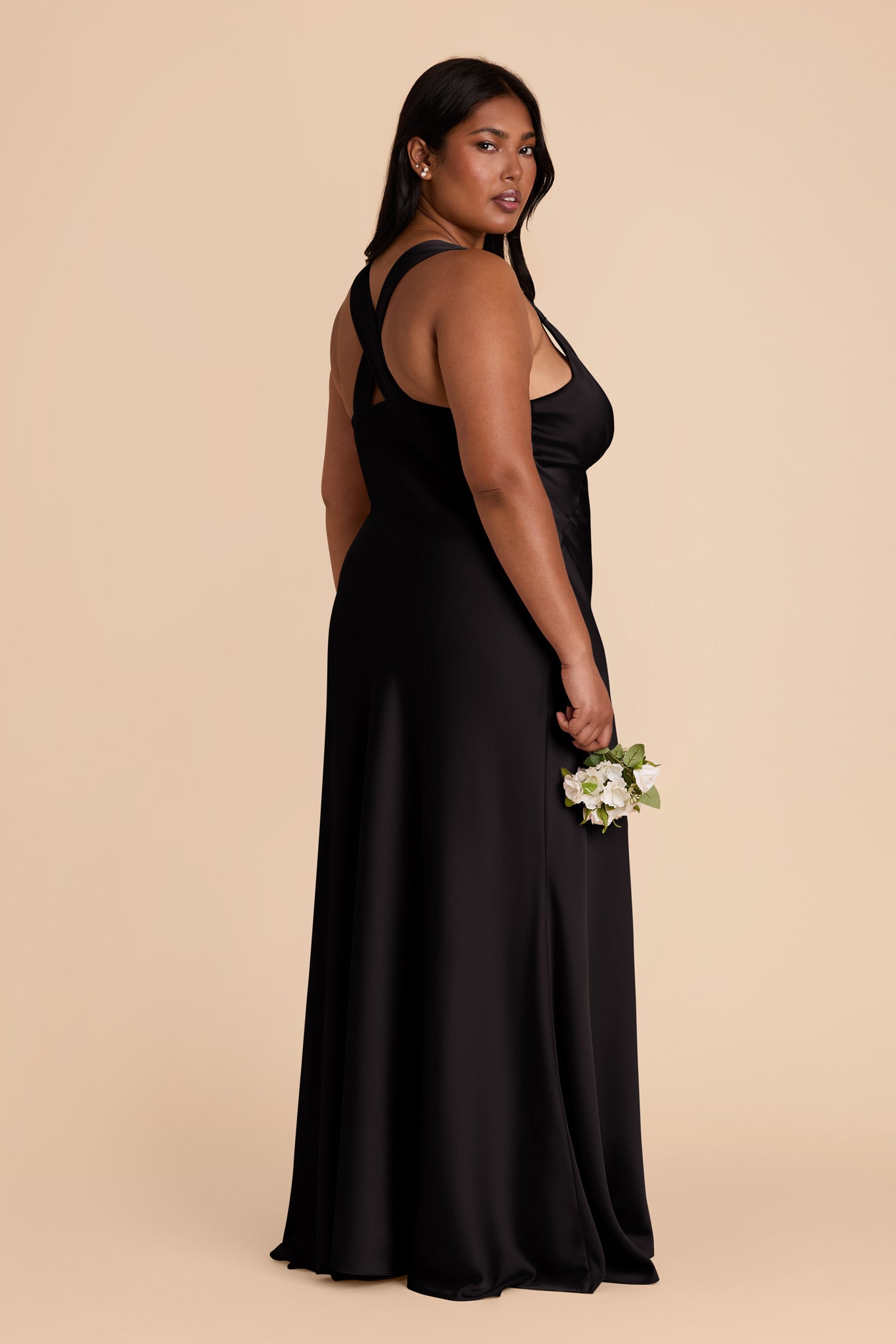 Matte Satin Dress with V-Neck & A-Line Skirt | Veronica