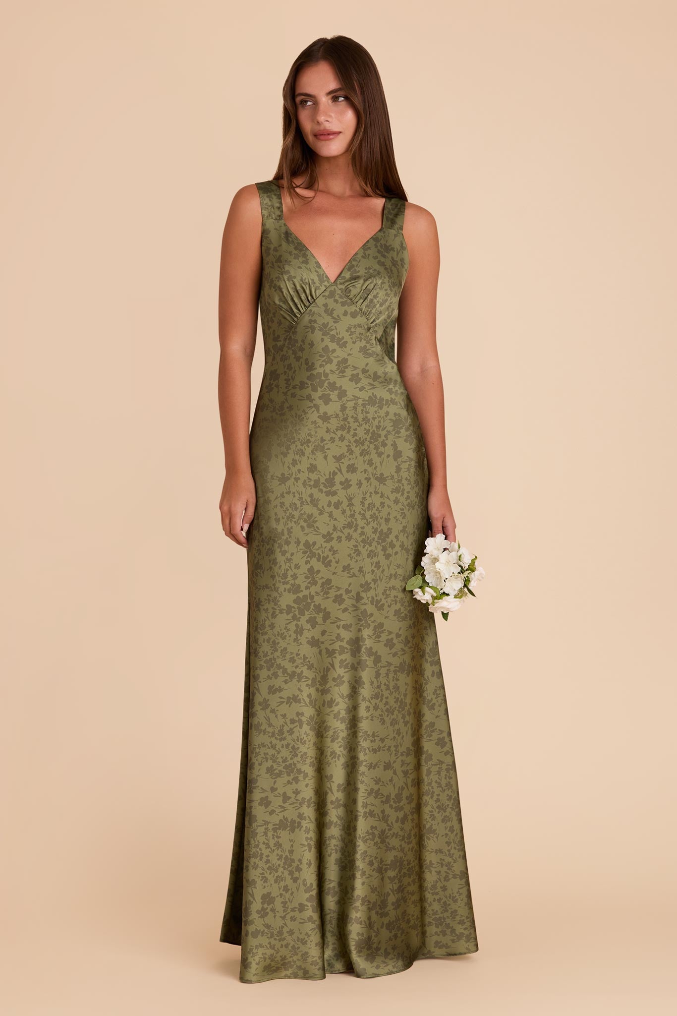 Matte Satin Dress with V-Neck & A-Line Skirt | Veronica