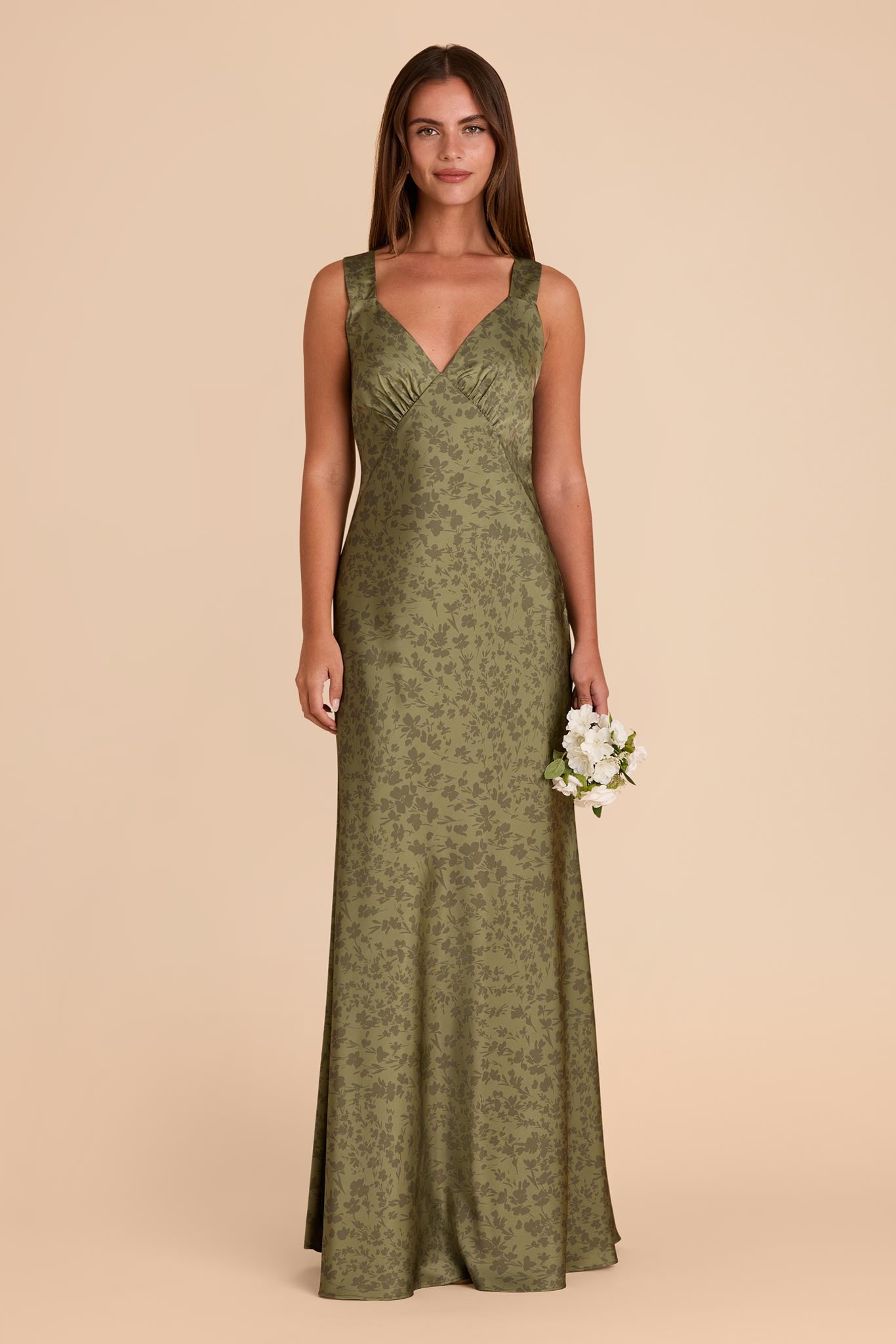 Matte Satin Dress with V-Neck & A-Line Skirt | Veronica