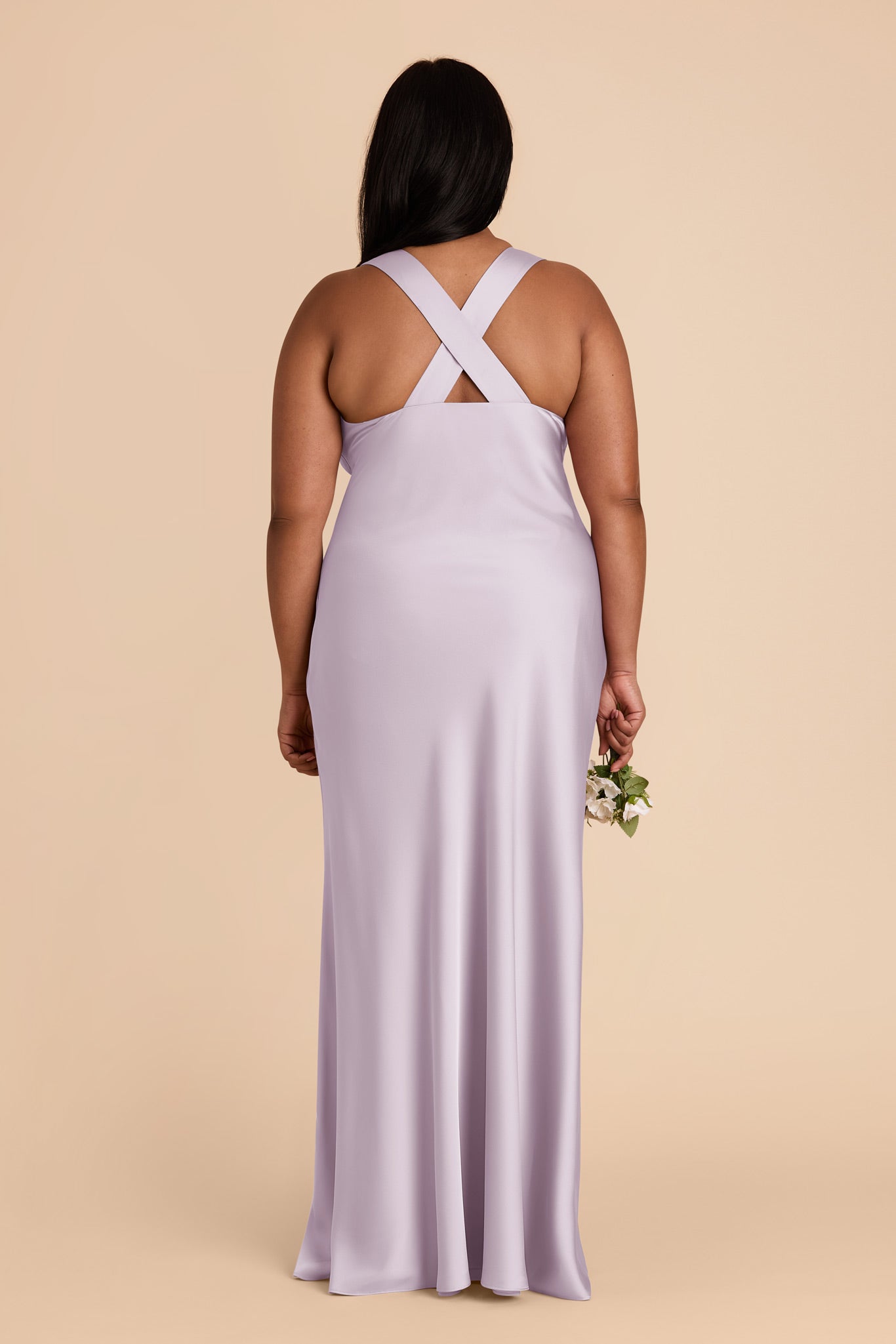 Matte Satin Dress with V-Neck & A-Line Skirt | Veronica - Dusty Lilac