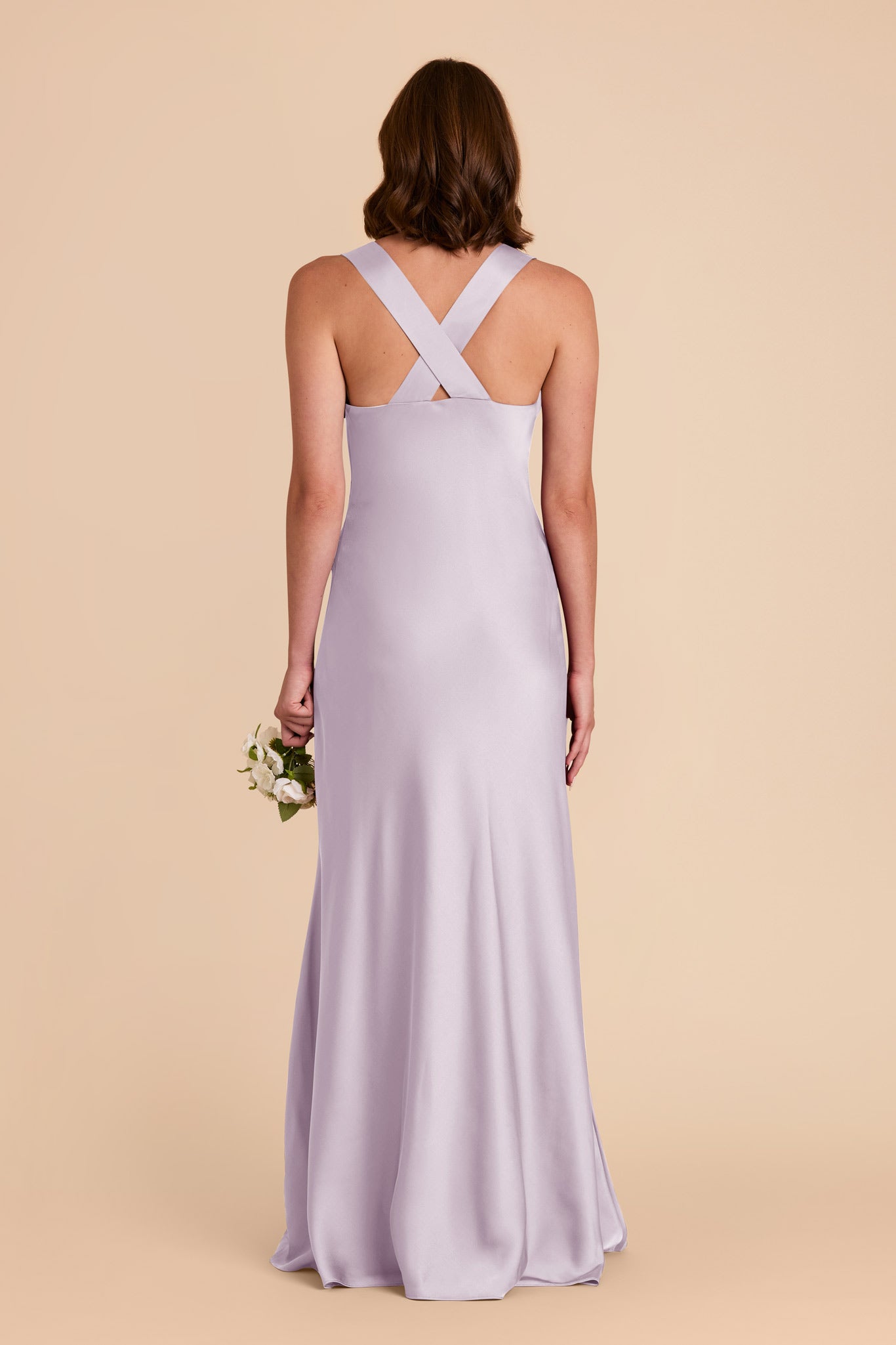 Matte Satin Dress with V-Neck & A-Line Skirt | Veronica - Dusty Lilac