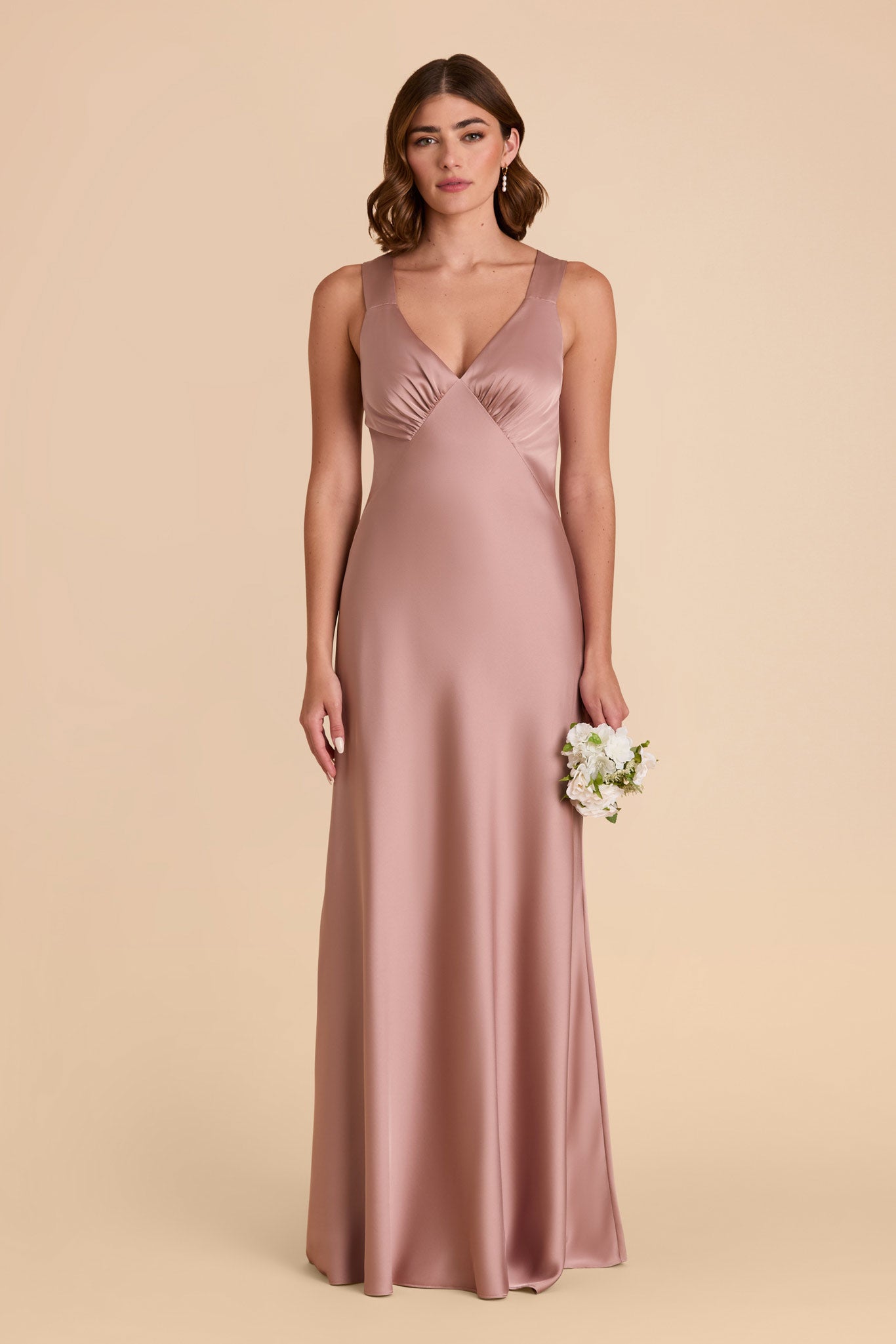 Matte Satin Dress with V-Neck & A-Line Skirt | Veronica