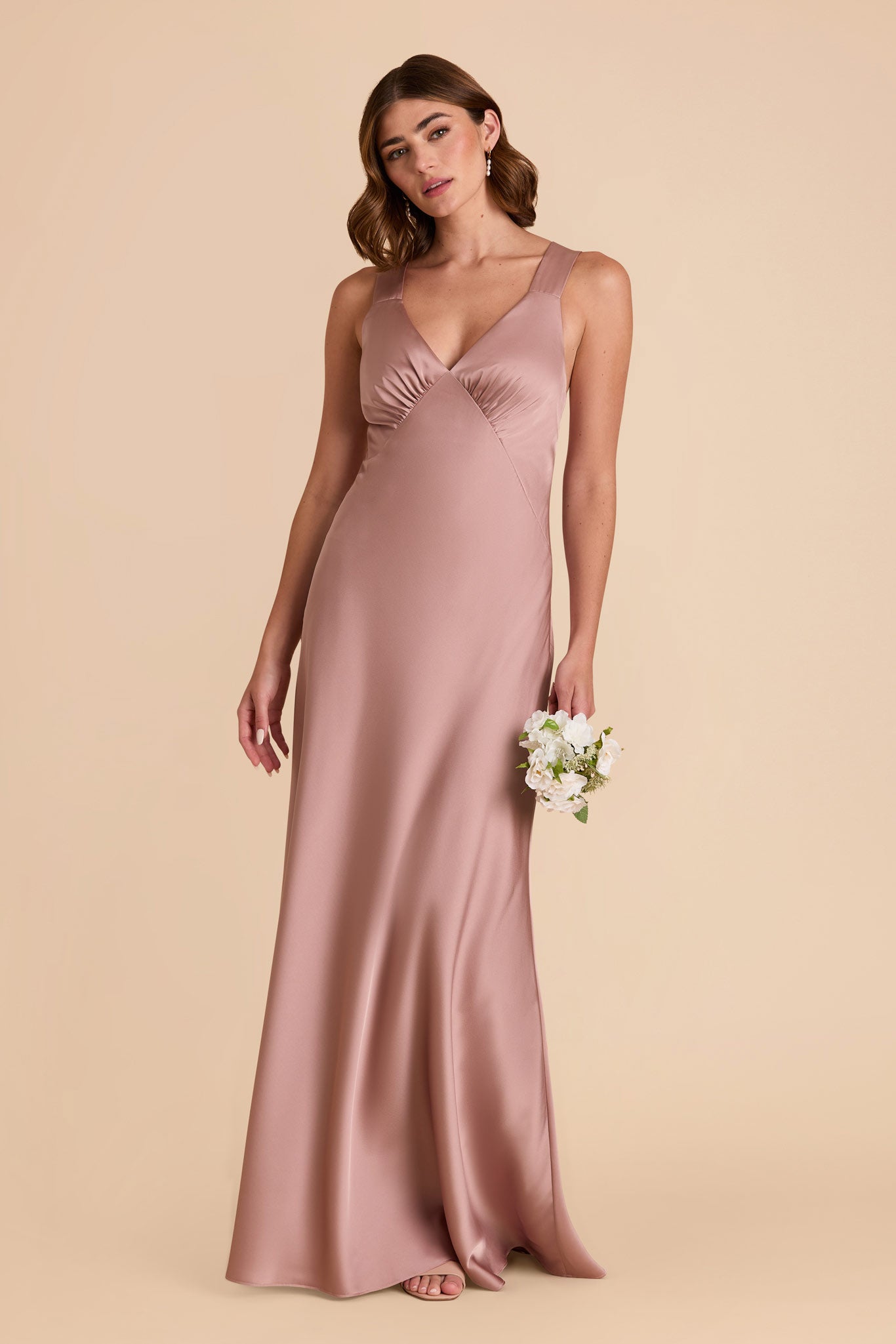 Matte Satin Dress with V-Neck & A-Line Skirt | Veronica