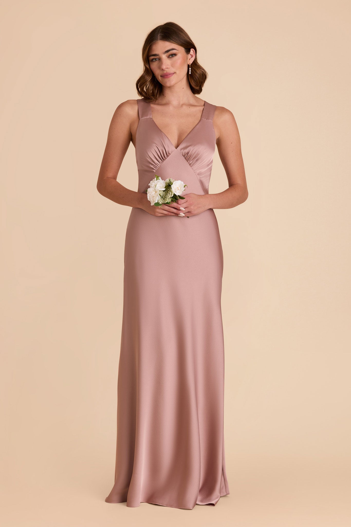 Matte Satin Dress with V-Neck & A-Line Skirt | Veronica