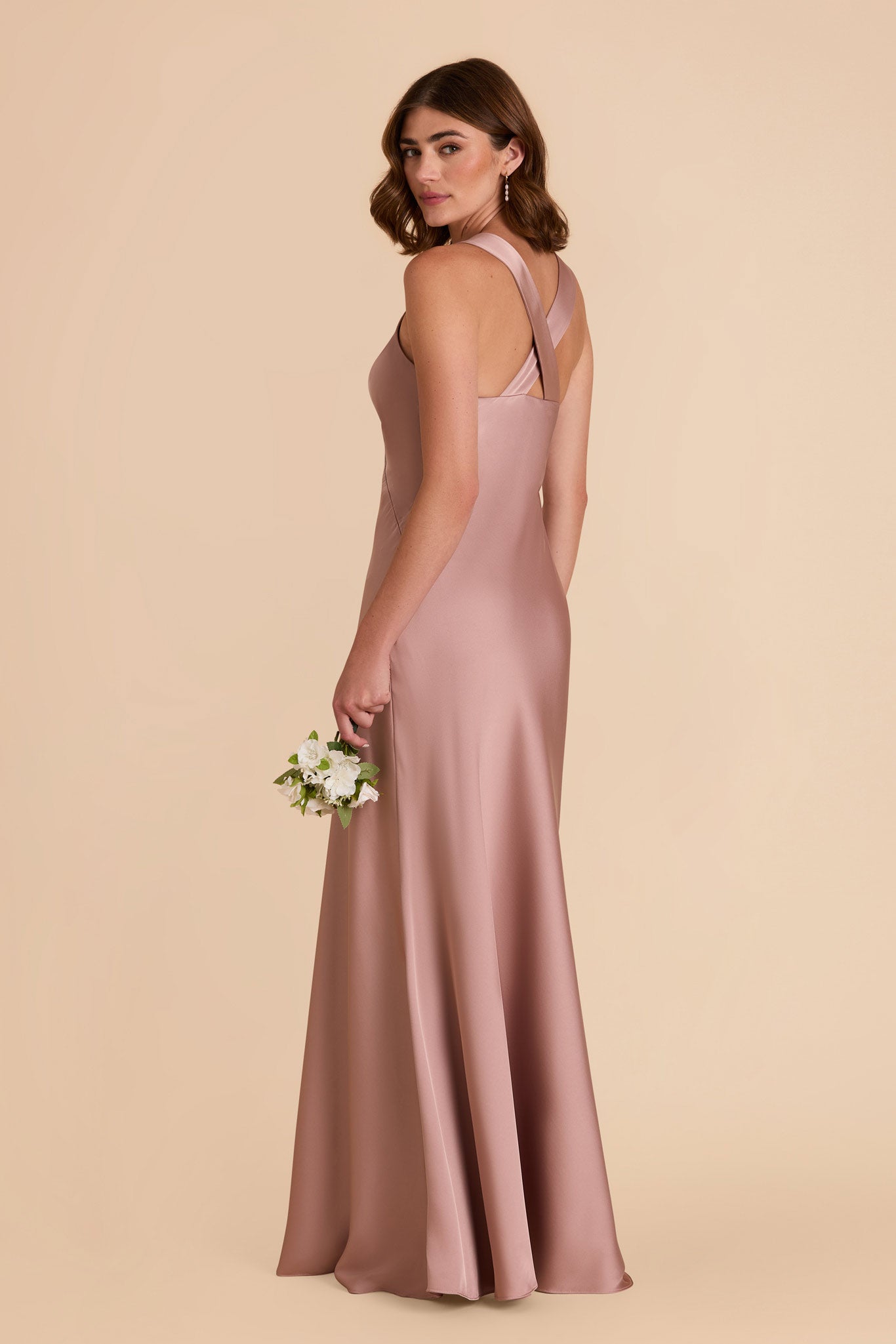 Matte Satin Dress with V-Neck & A-Line Skirt | Veronica