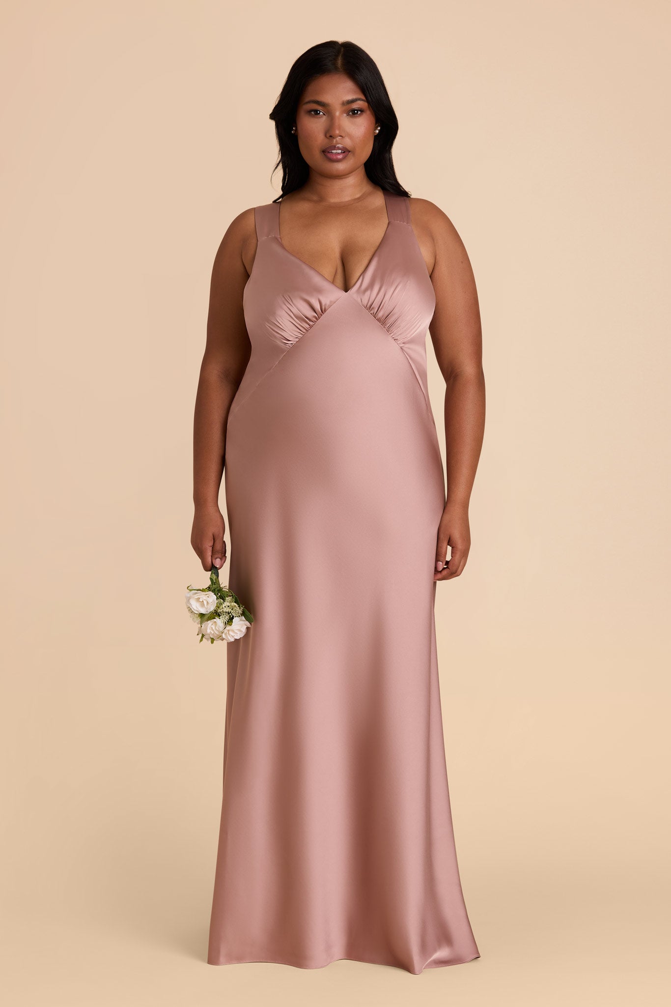 Matte Satin Dress with V-Neck & A-Line Skirt | Veronica