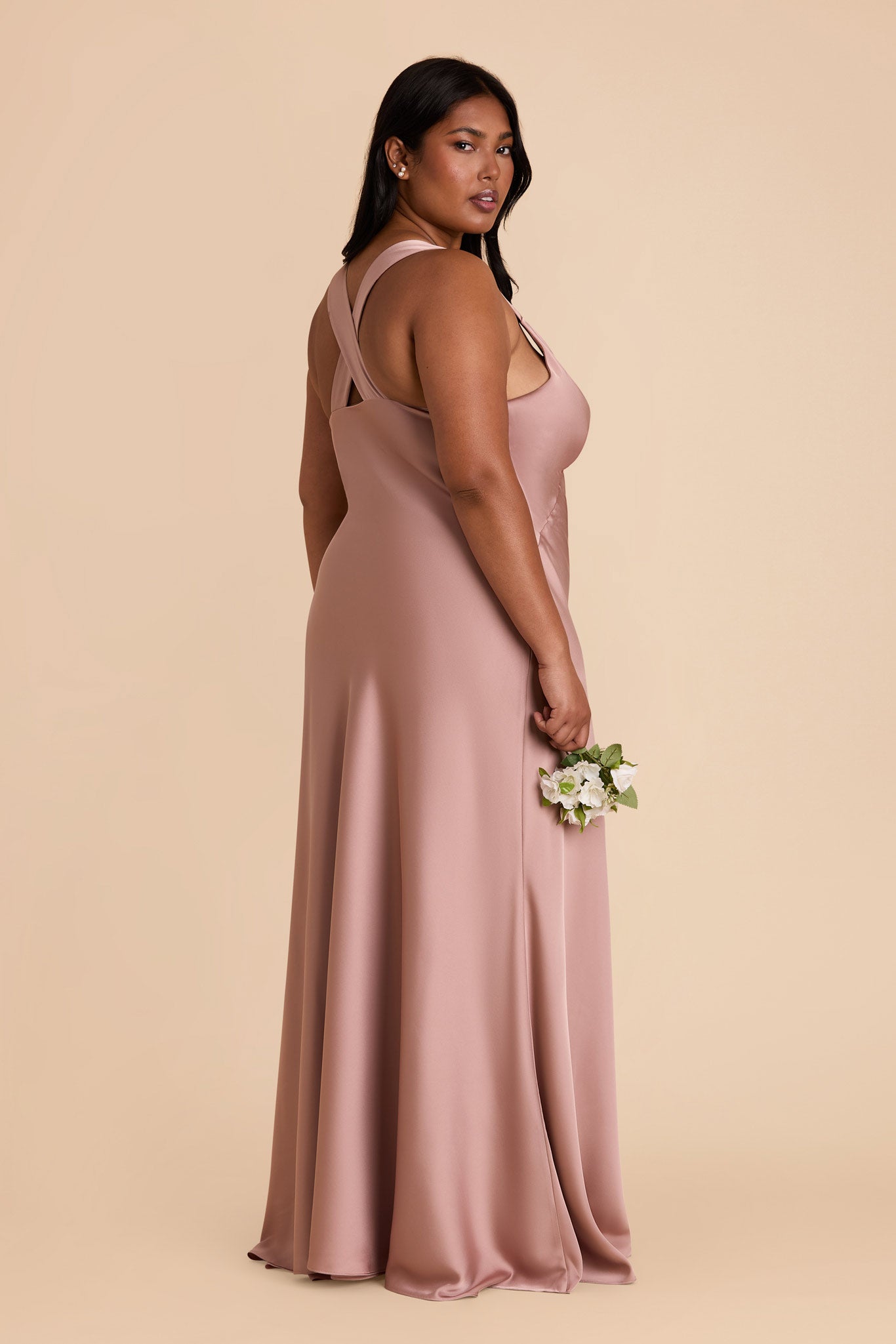 Matte Satin Dress with V-Neck & A-Line Skirt | Veronica