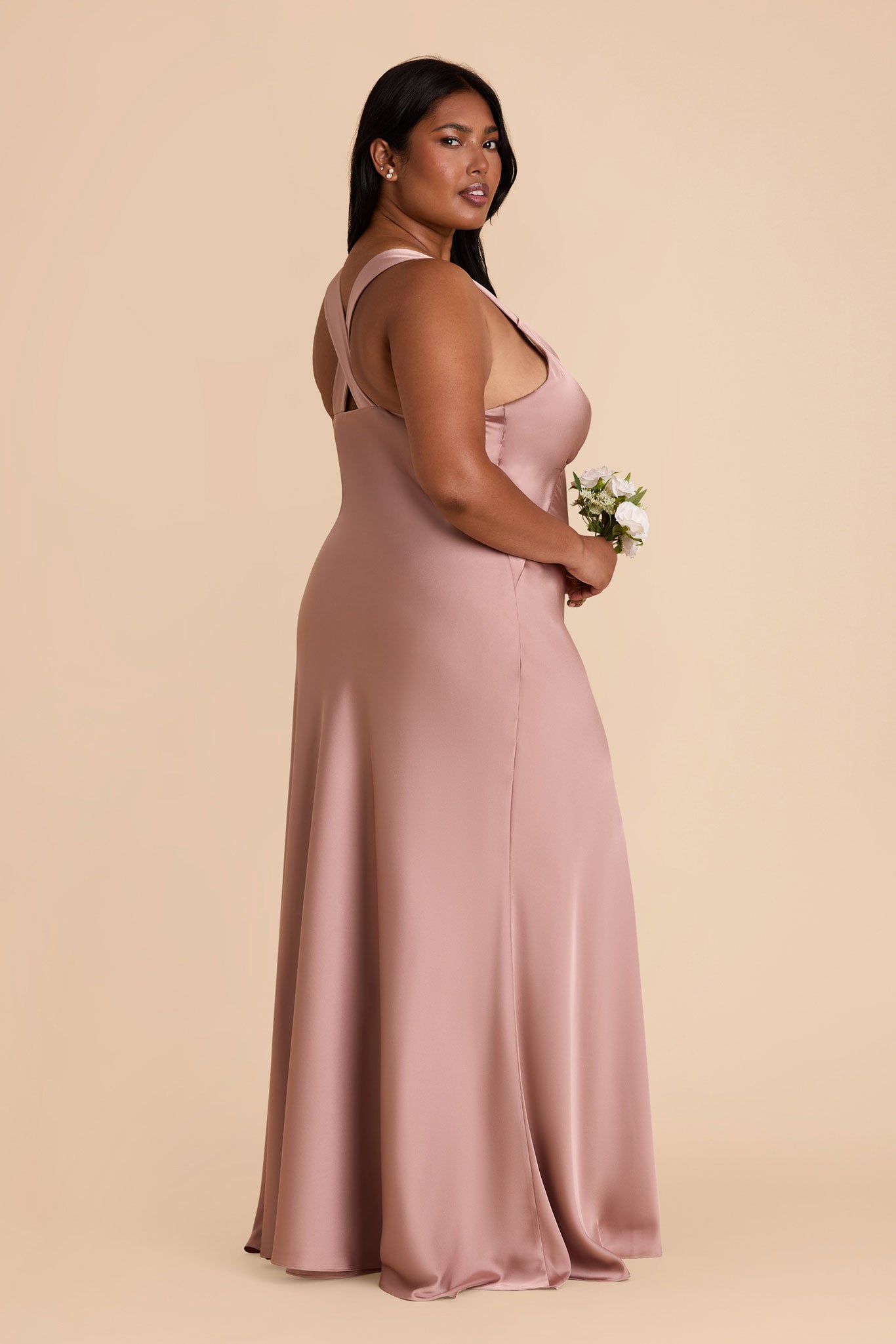 Matte Satin Dress with V-Neck & A-Line Skirt | Veronica