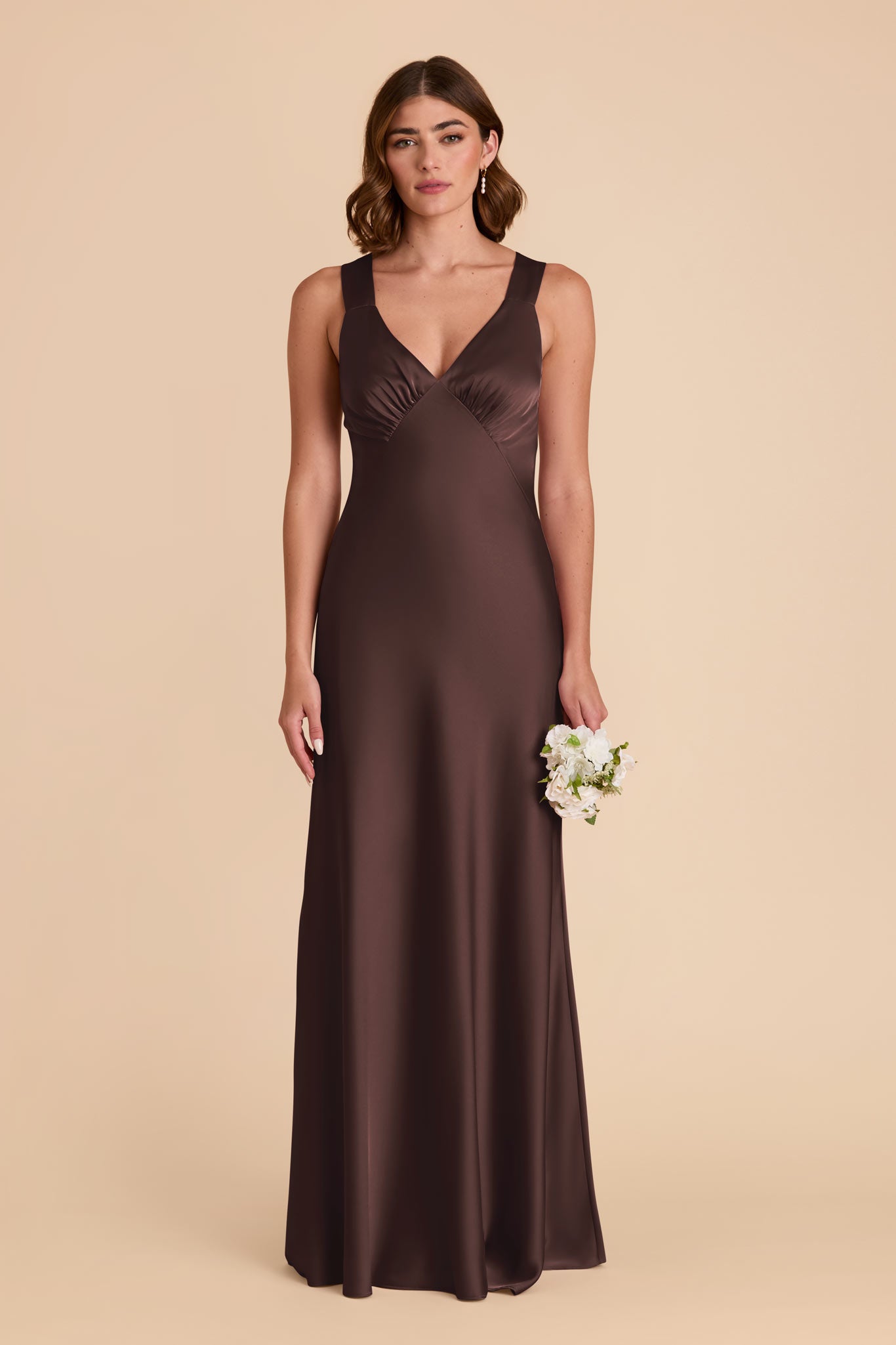 Matte Satin Dress with V-Neck & A-Line Skirt | Veronica