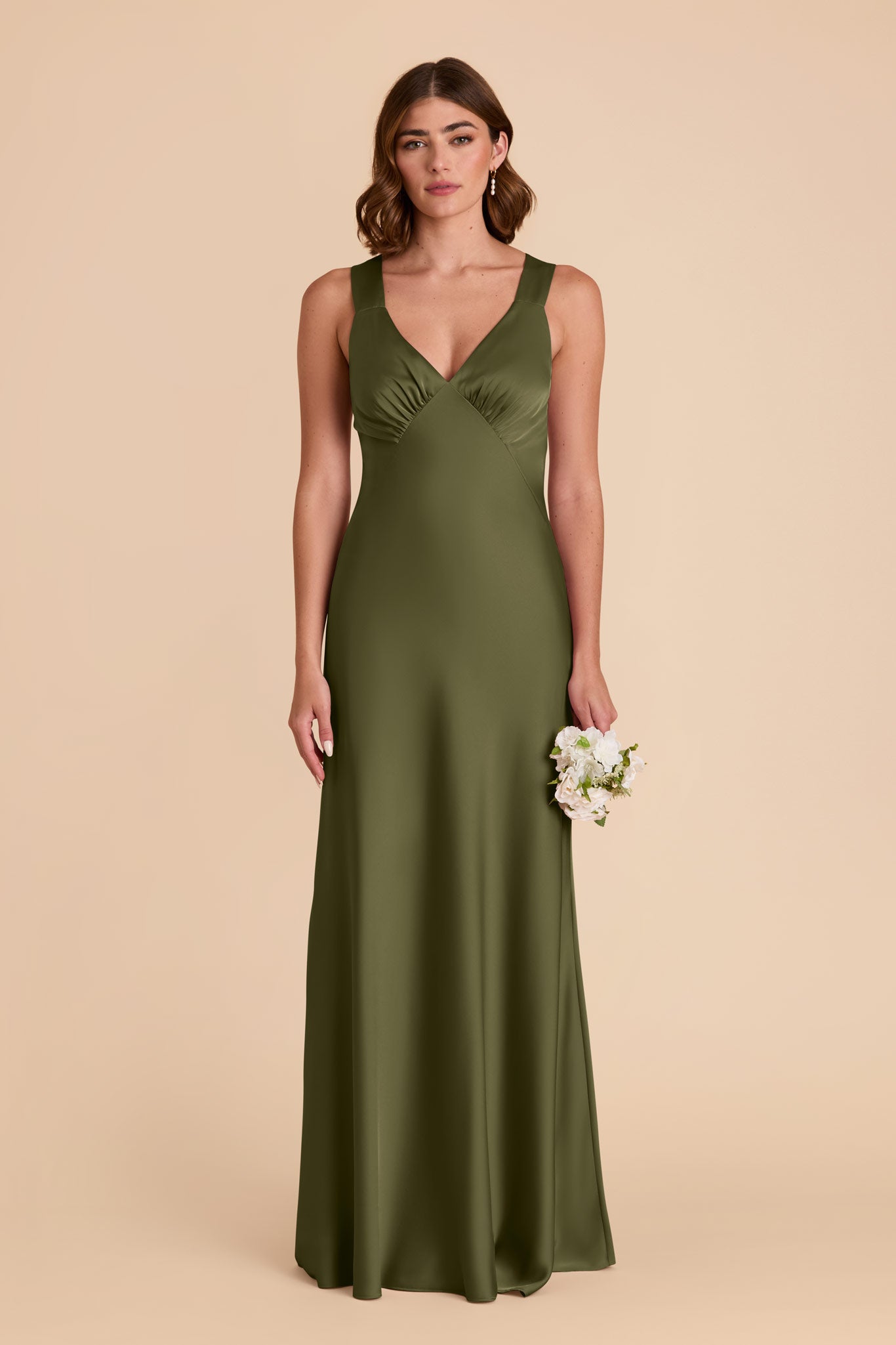 Matte Satin Dress with V-Neck & A-Line Skirt | Veronica Martini