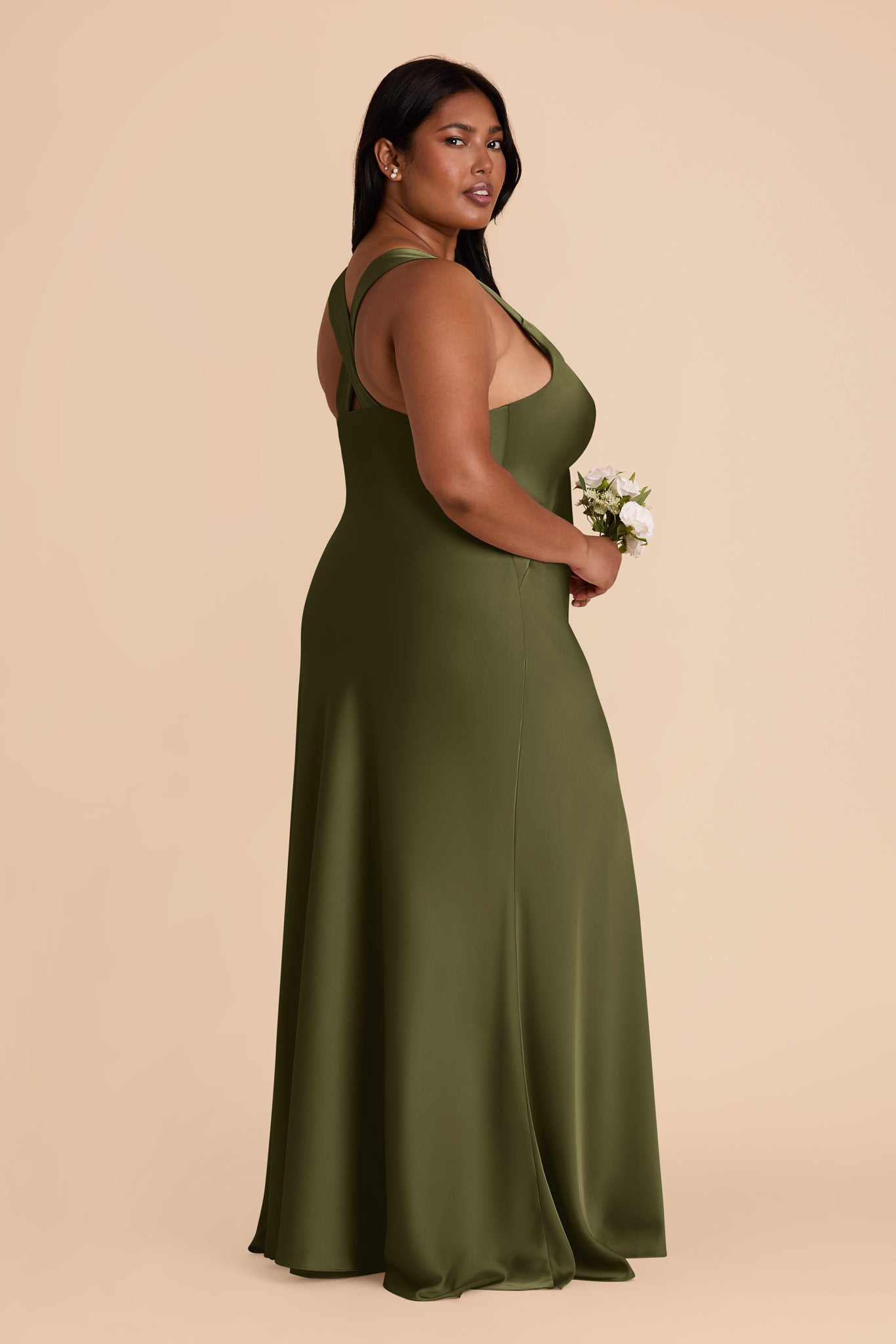 Matte Satin Dress with V-Neck & A-Line Skirt | Veronica Martini