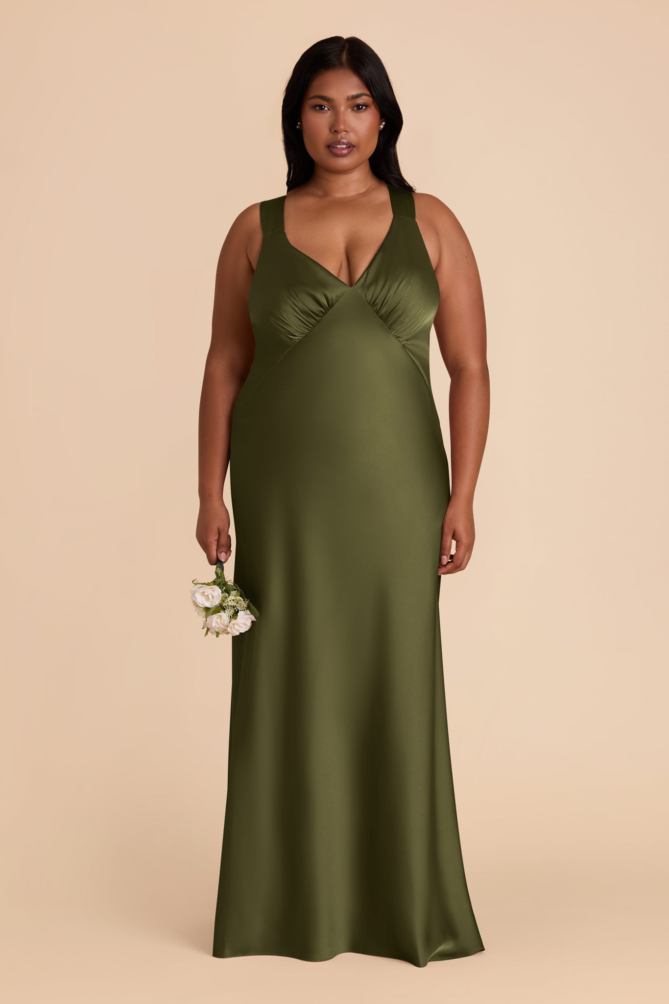 Matte Satin Dress with V-Neck & A-Line Skirt | Veronica Martini