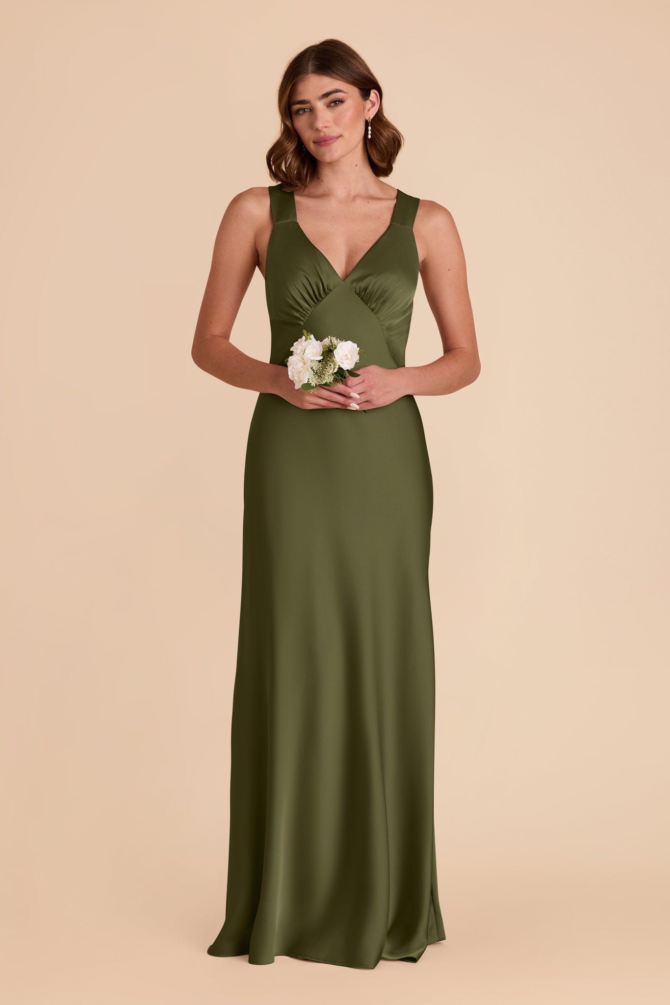 Matte Satin Dress with V-Neck & A-Line Skirt | Veronica Martini