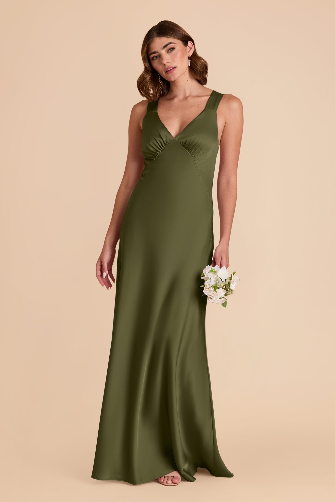 Matte Satin Dress with V-Neck & A-Line Skirt | Veronica Martini