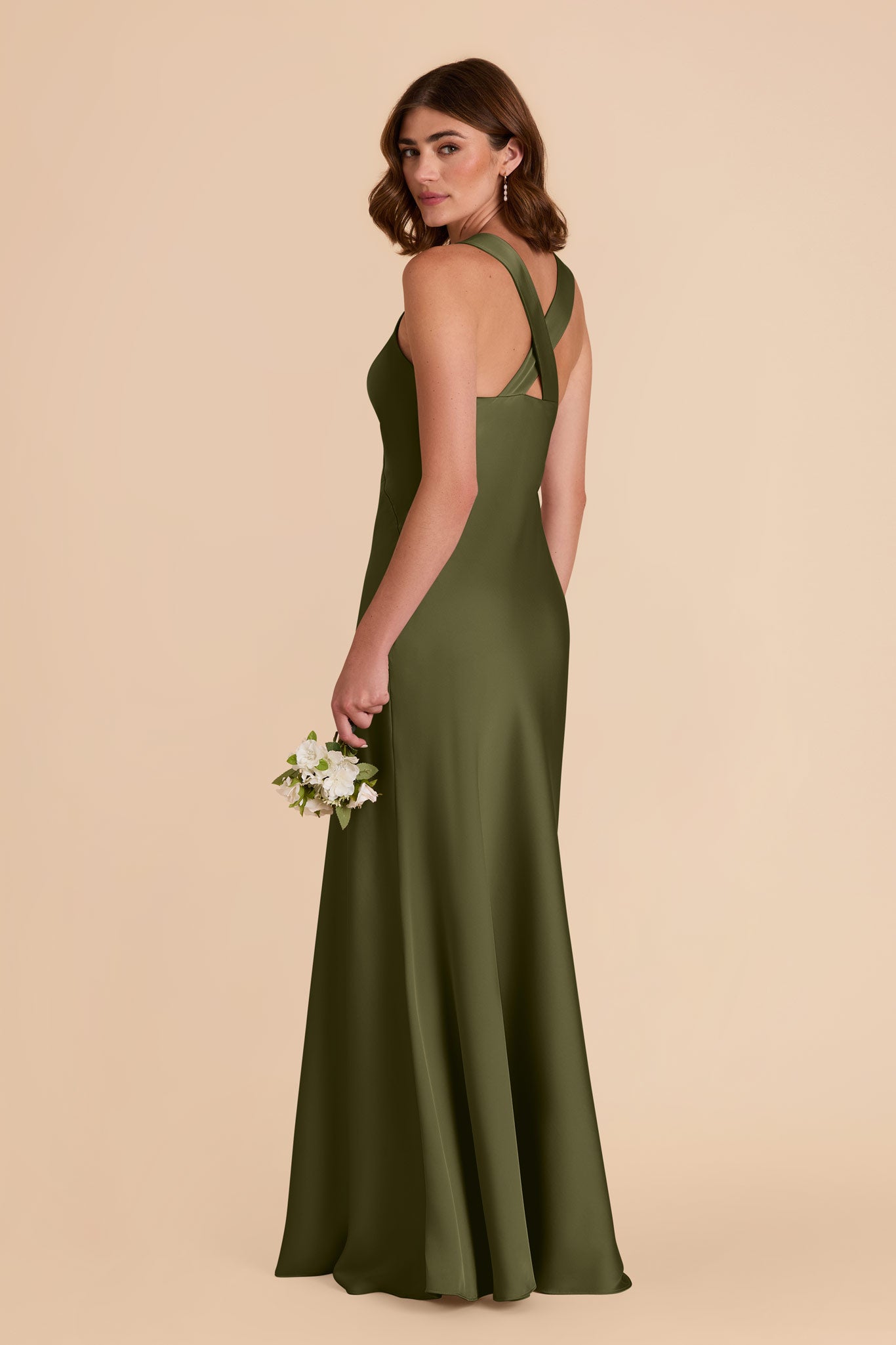 Matte Satin Dress with V-Neck & A-Line Skirt | Veronica Martini