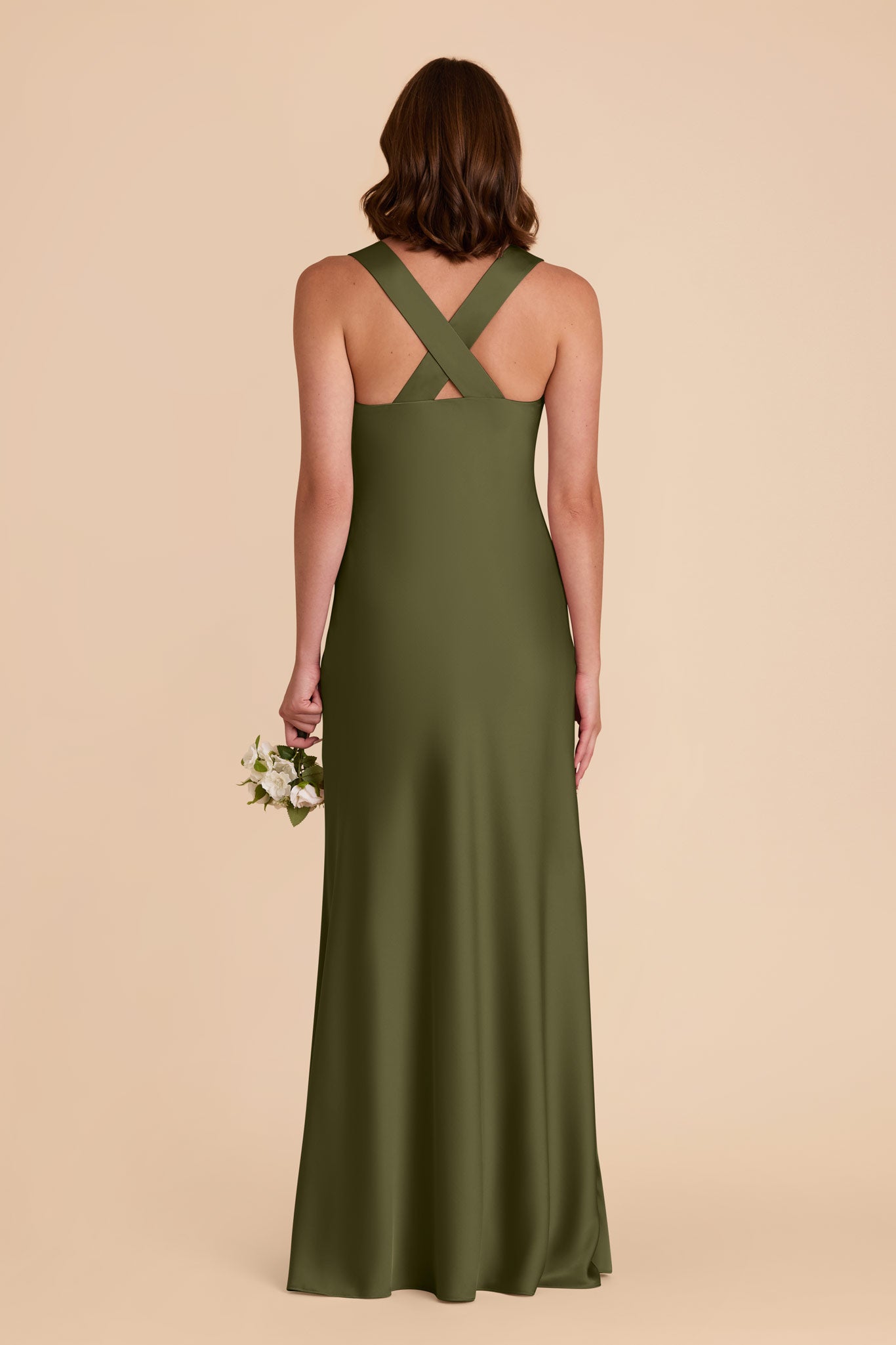 Matte Satin Dress with V-Neck & A-Line Skirt | Veronica Martini