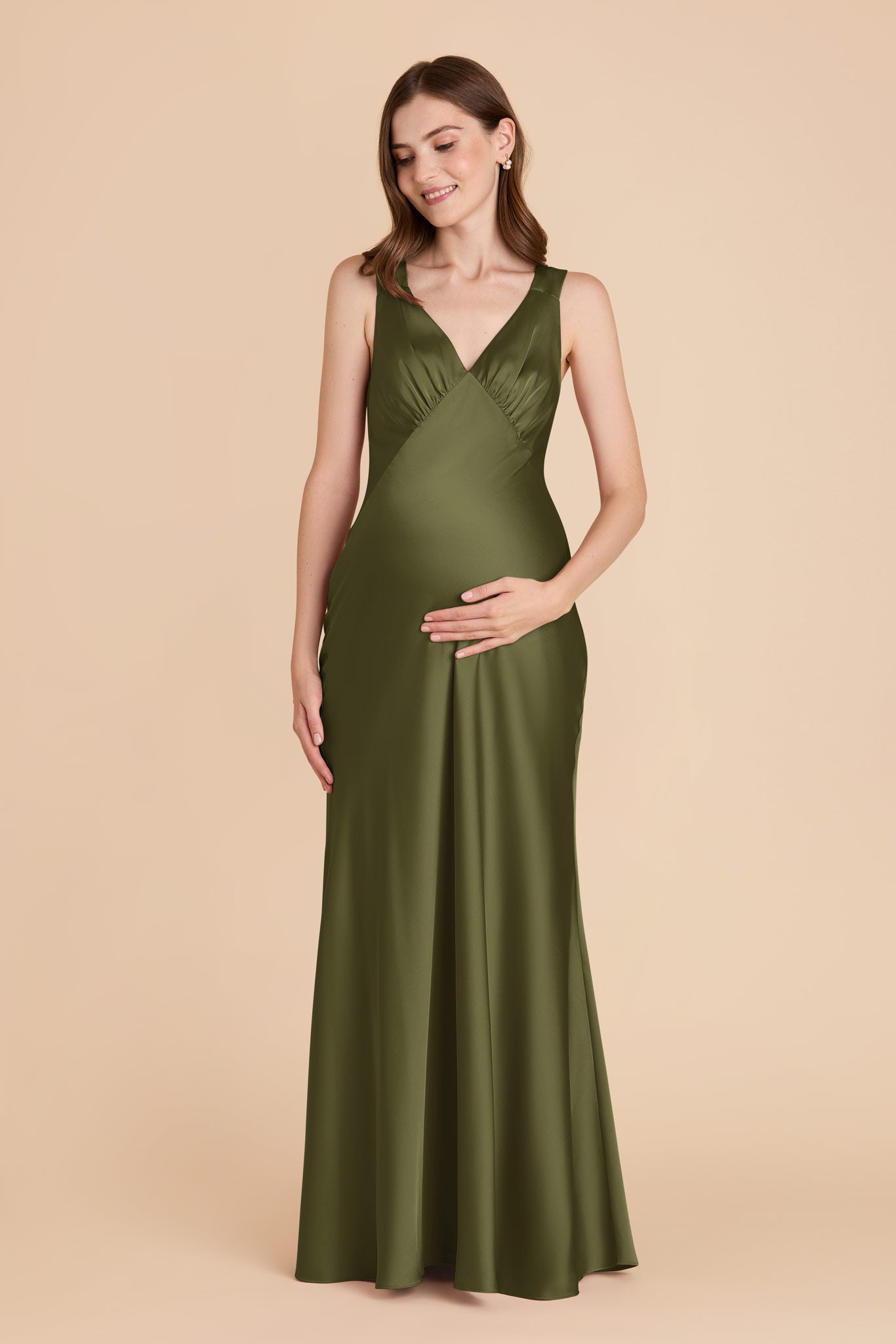 Matte Satin Dress with V-Neck & A-Line Skirt | Veronica Martini