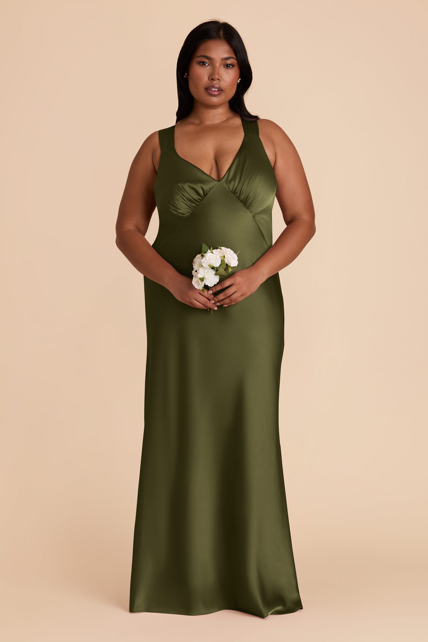 Matte Satin Dress with V-Neck & A-Line Skirt | Veronica Martini