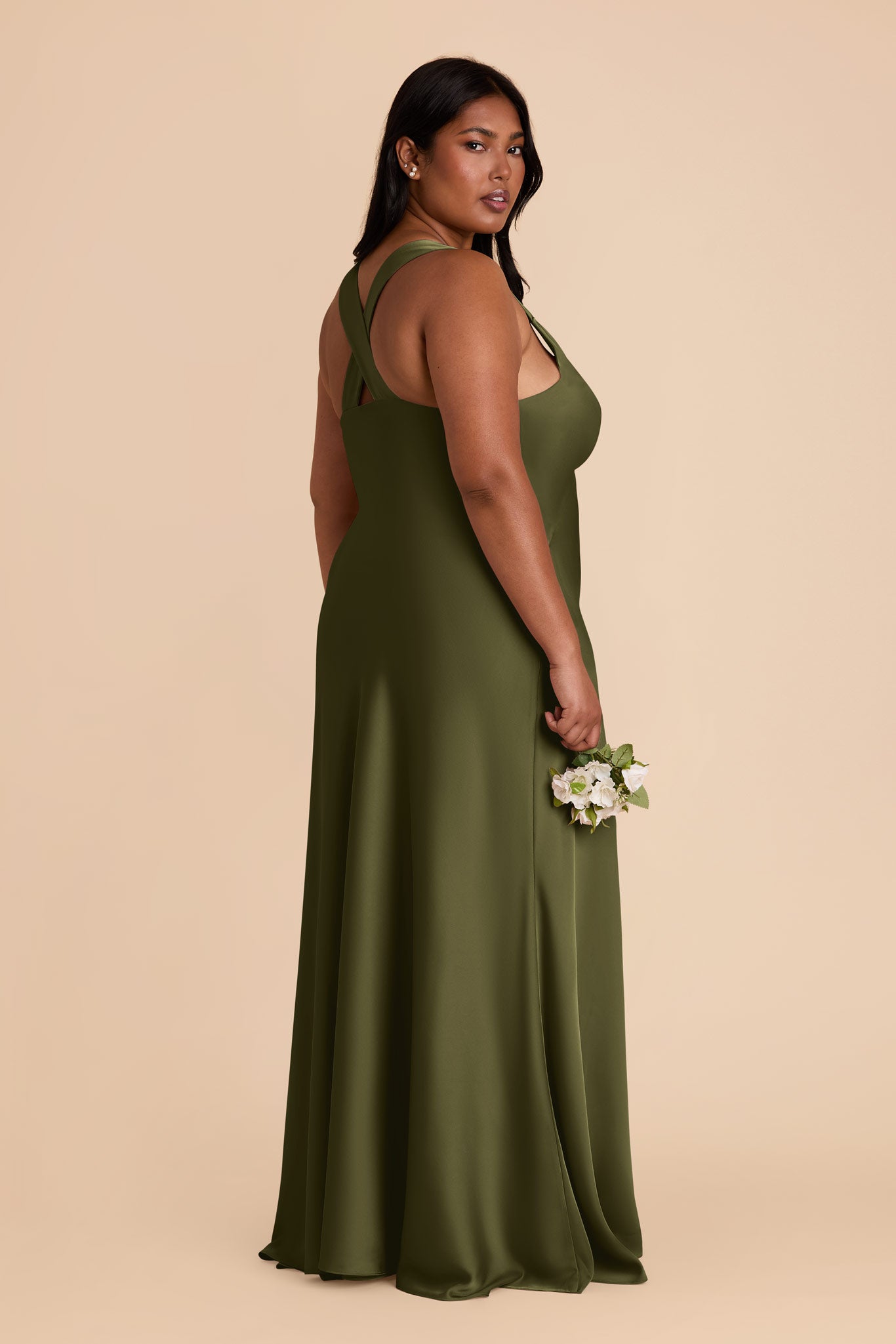 Matte Satin Dress with V-Neck & A-Line Skirt | Veronica Martini