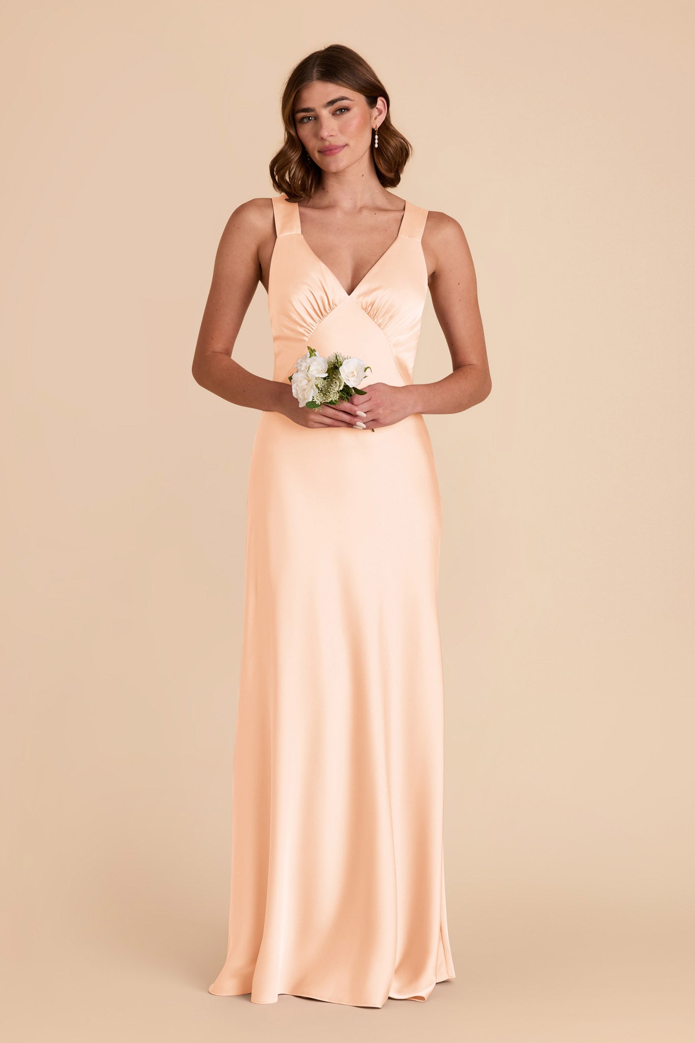 Matte Satin Dress with V-Neck & A-Line Skirt | Veronica