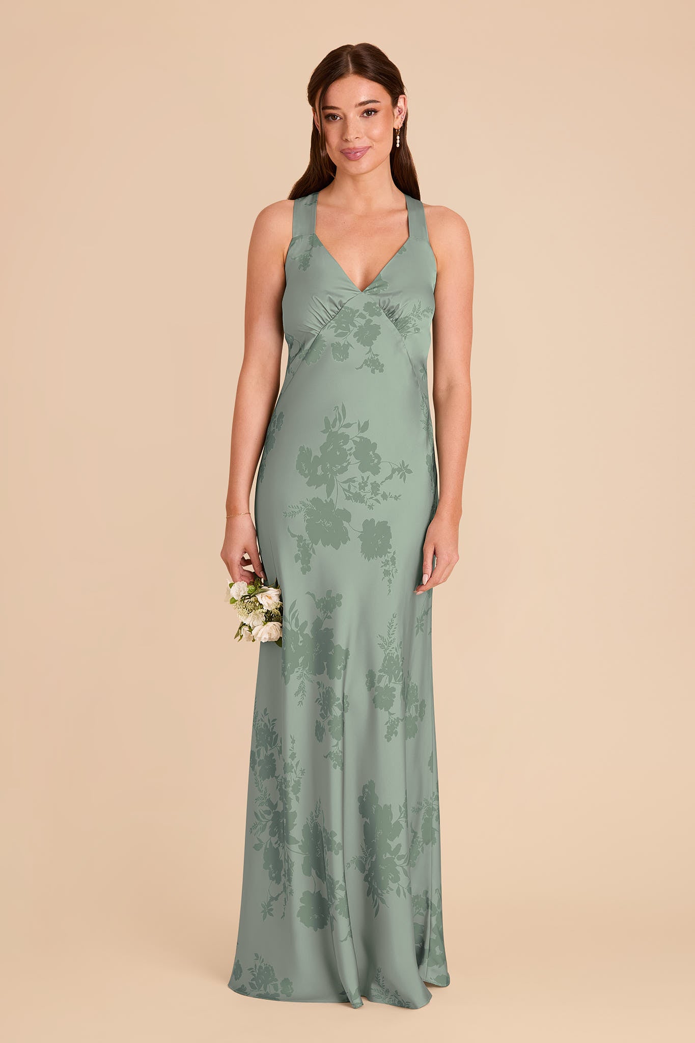 Matte Satin Dress with Deep V Neck | Veronica Sage Blooms