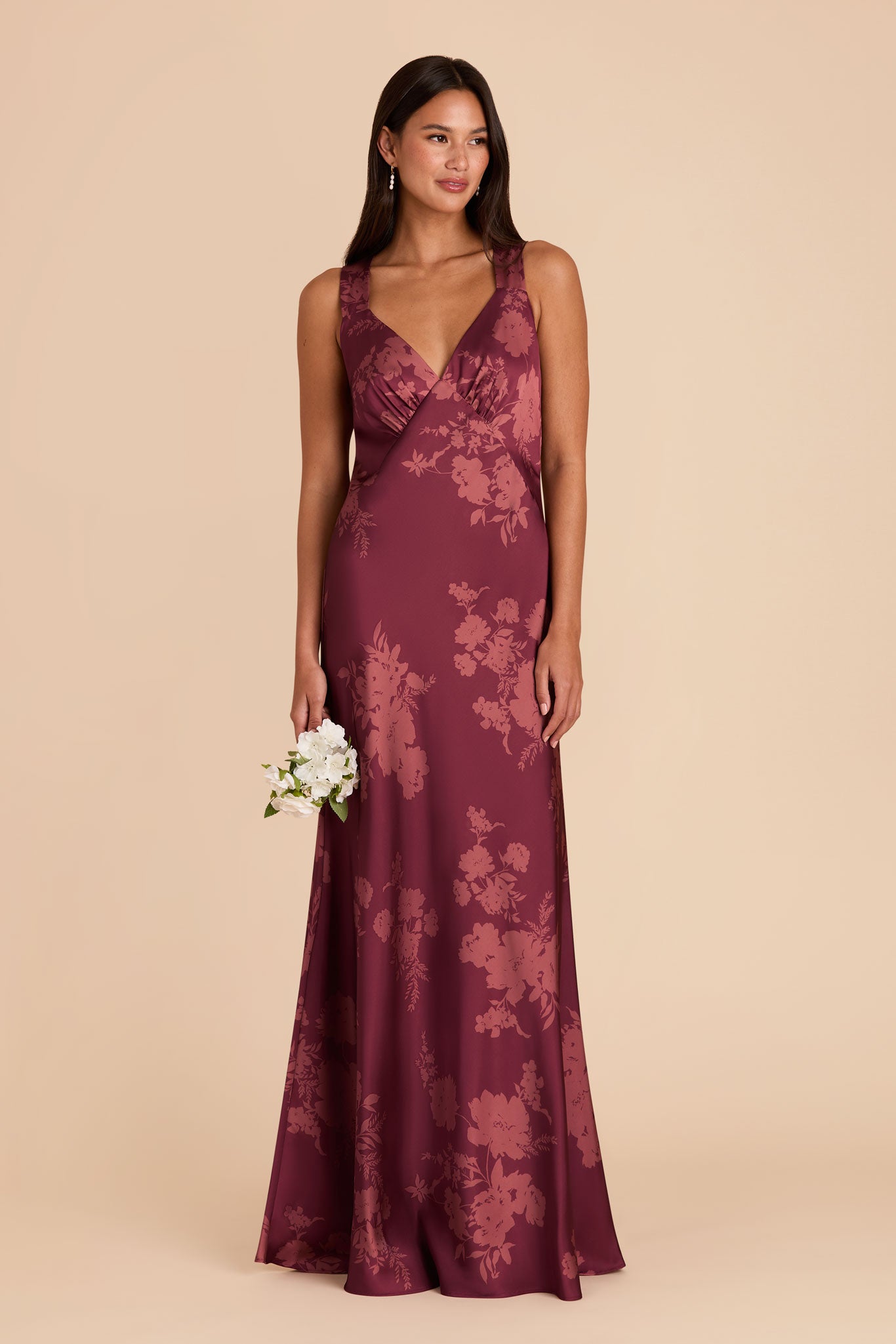 Matte Satin Dress with V-Neck & A-Line Skirt | Veronica