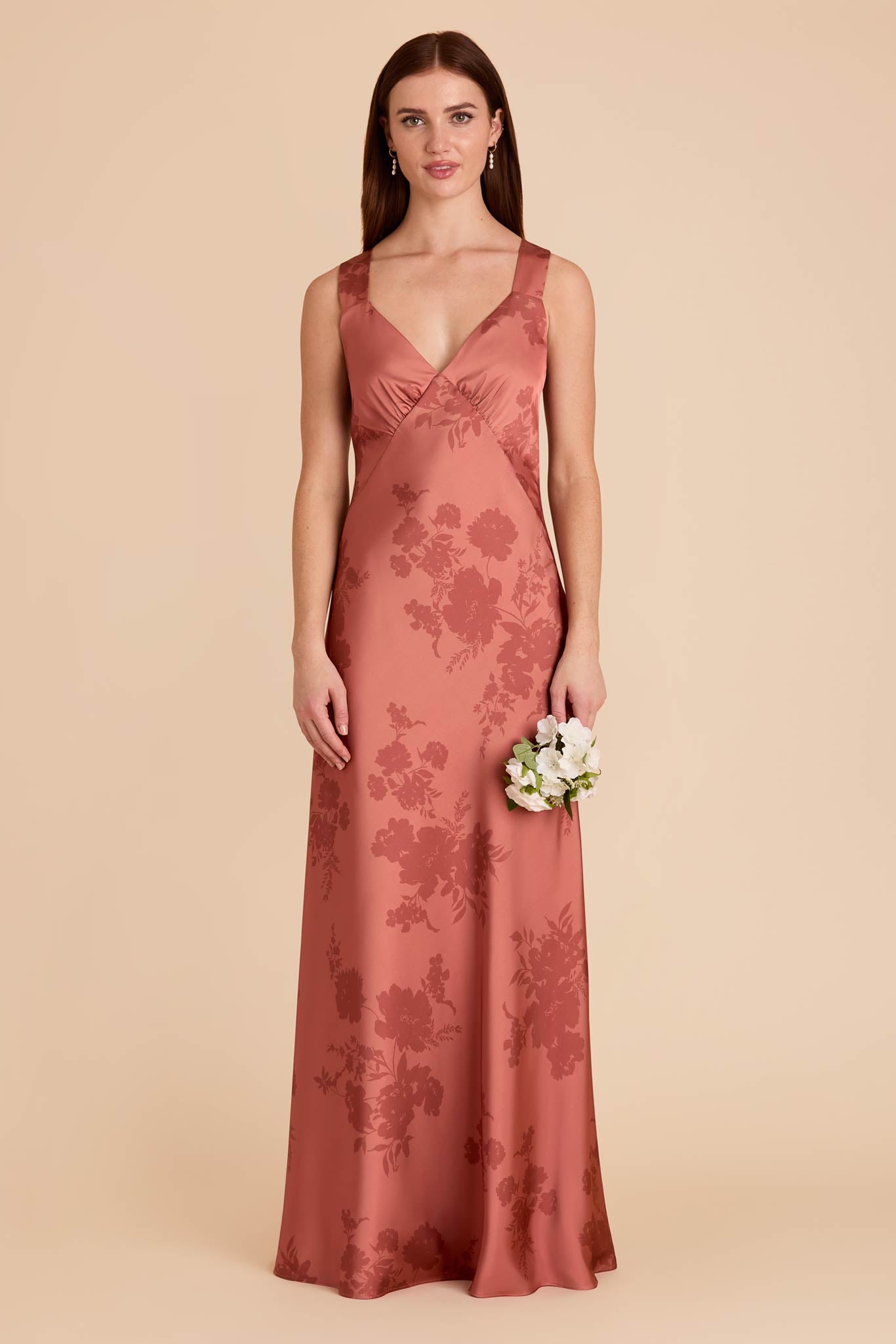 Matte Satin Dress with V-Neck & A-Line Skirt | Veronica Wild Rose