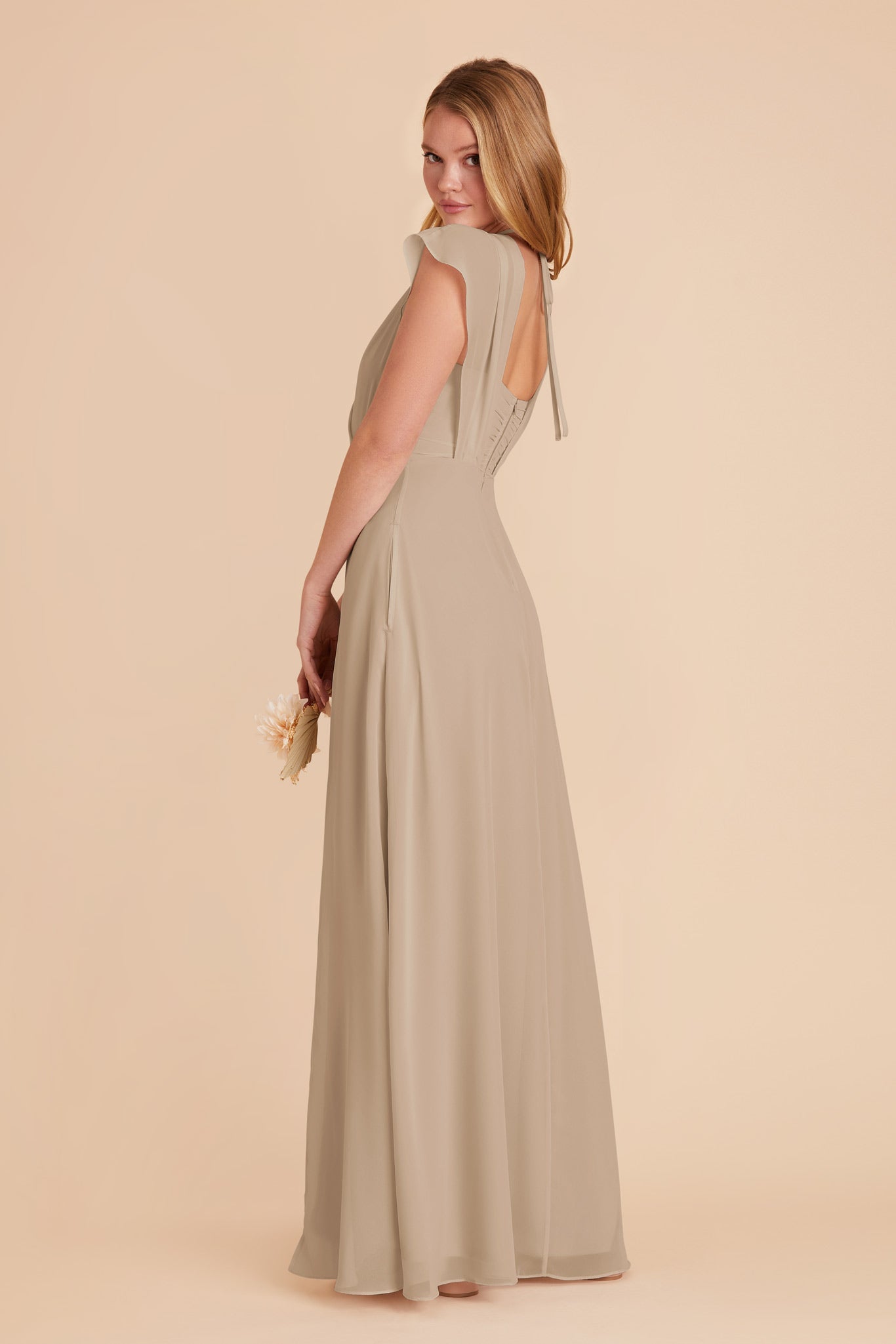 Violet Chiffon Gown with Ruffled Sleeves | Almond