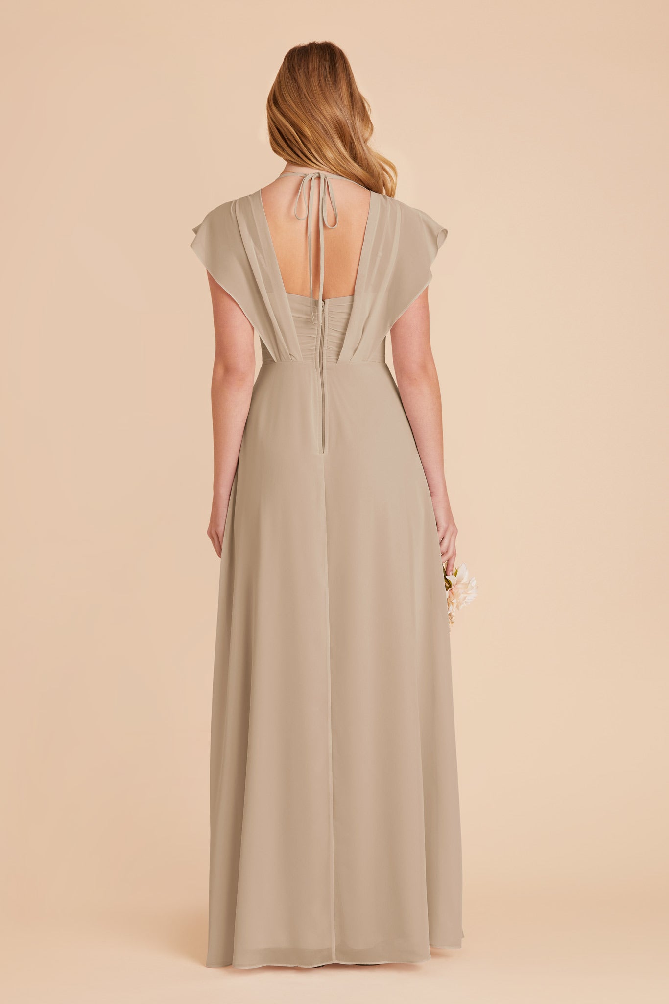 Violet Chiffon Gown with Ruffled Sleeves | Almond