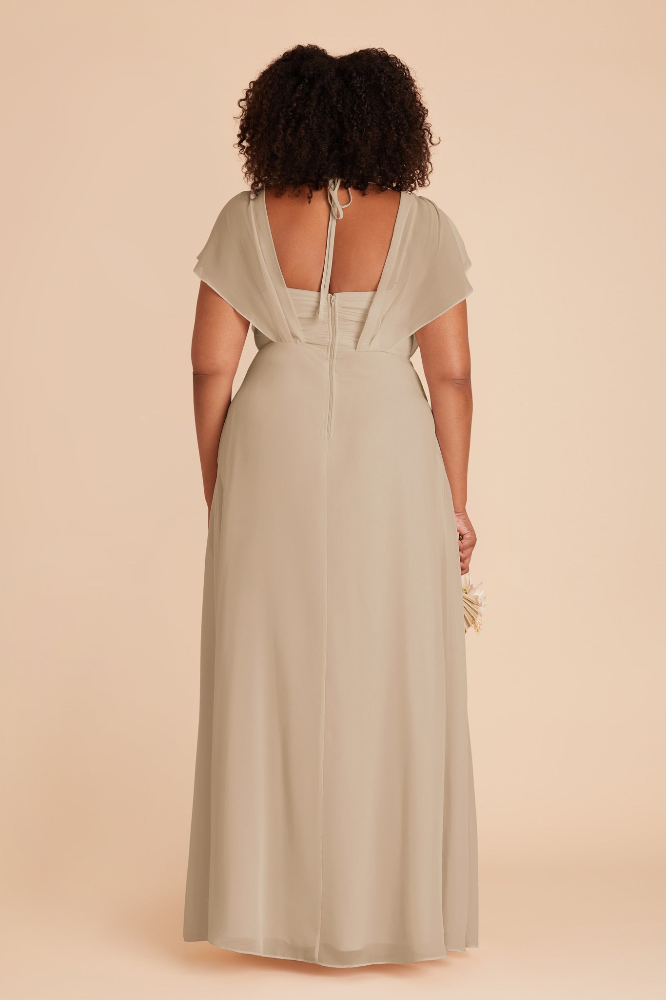 Violet Chiffon Gown with Ruffled Sleeves | Almond