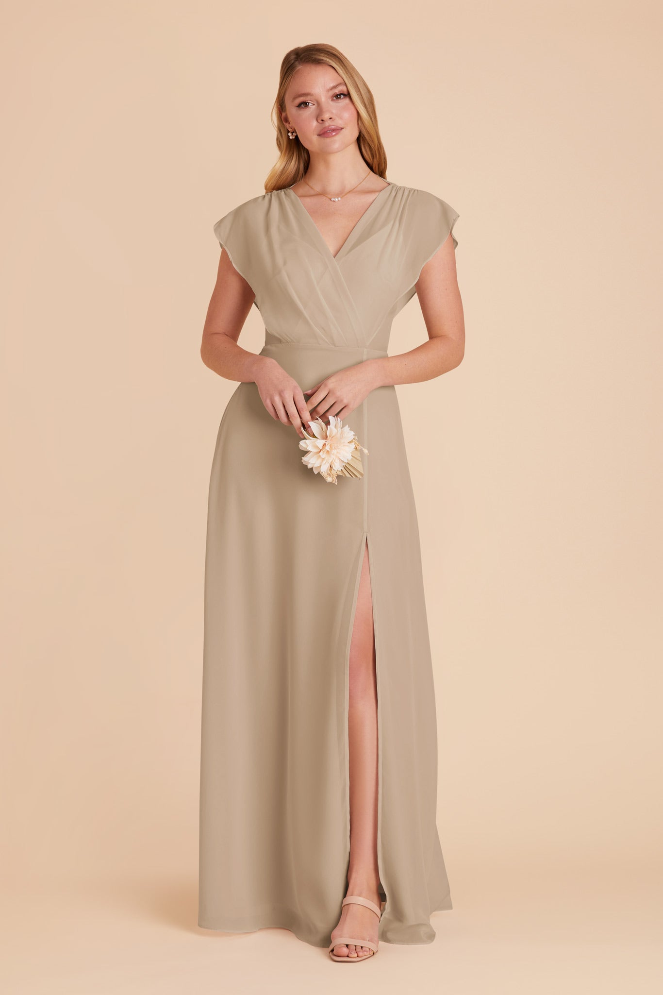 Violet Chiffon Gown with Ruffled Sleeves | Almond