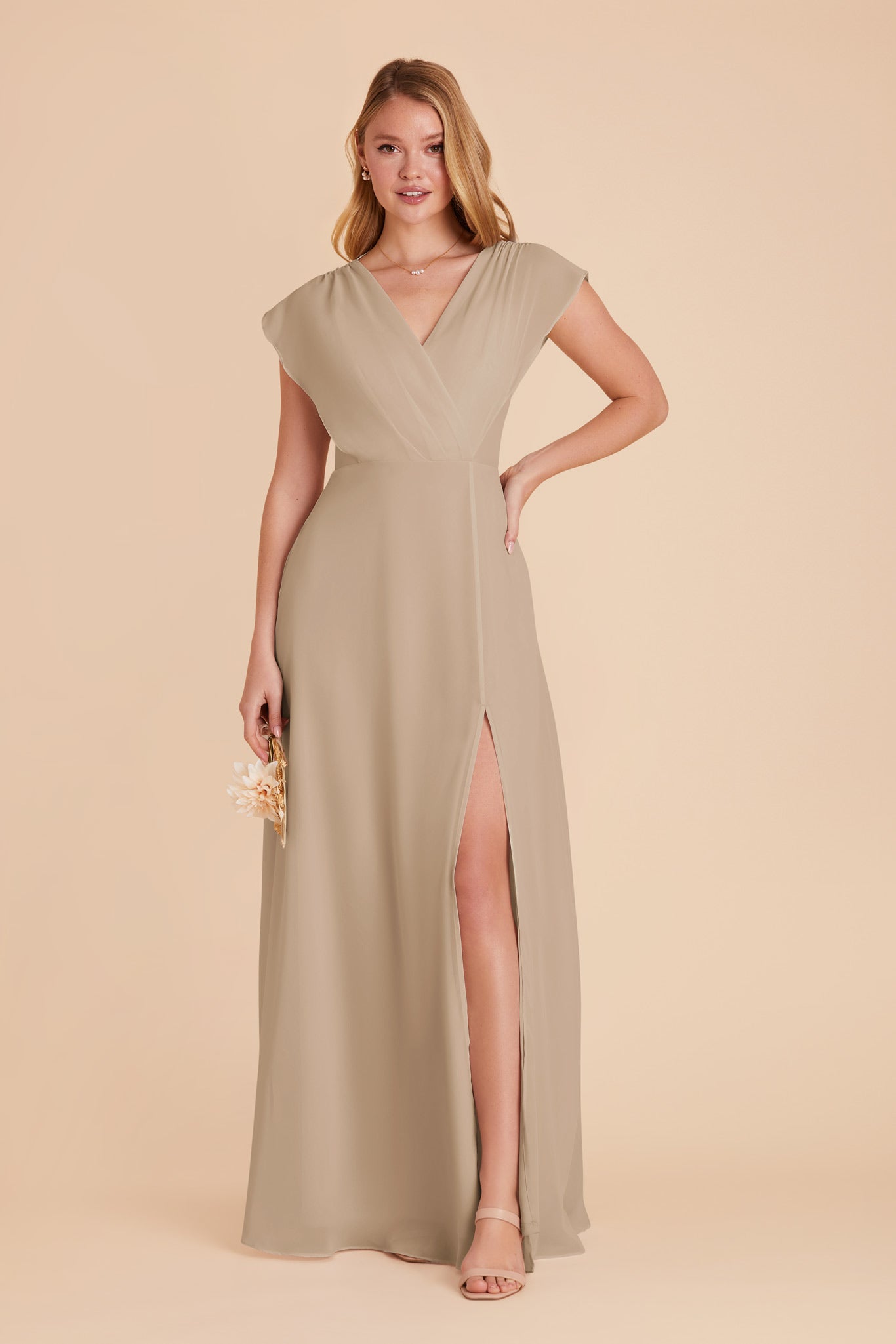 Violet Chiffon Gown with Ruffled Sleeves | Almond