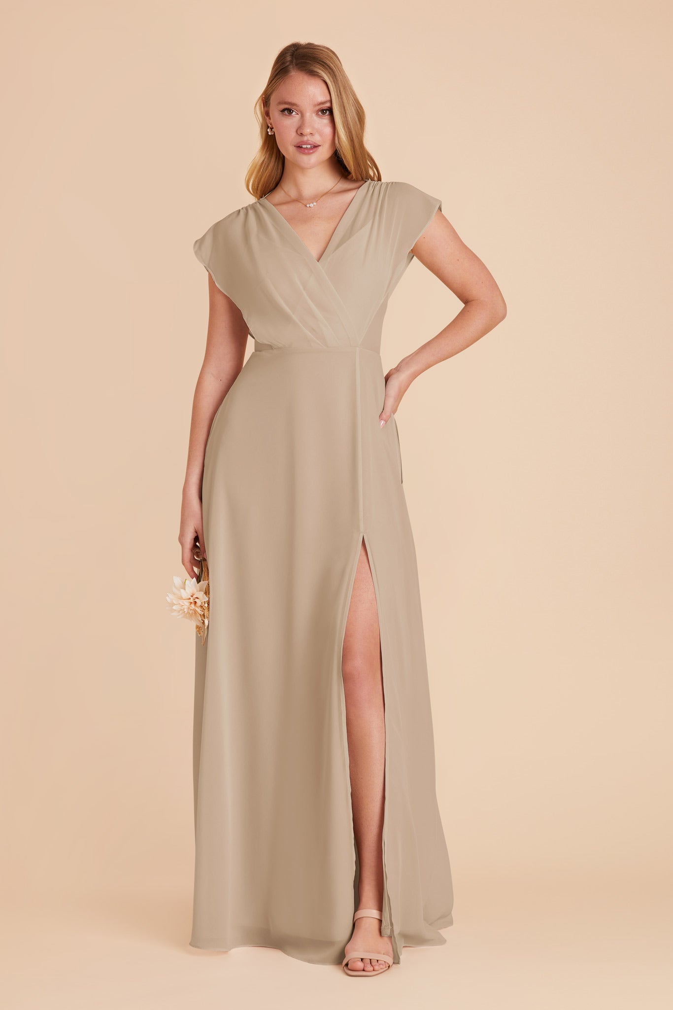 Violet Chiffon Gown with Ruffled Sleeves | Almond