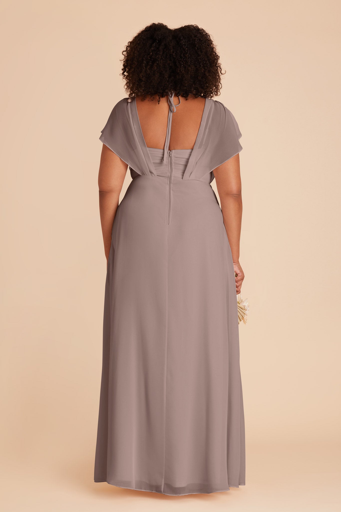 Floor-Length Chiffon Gown with Ruffled Sleeves | Violet Toffee