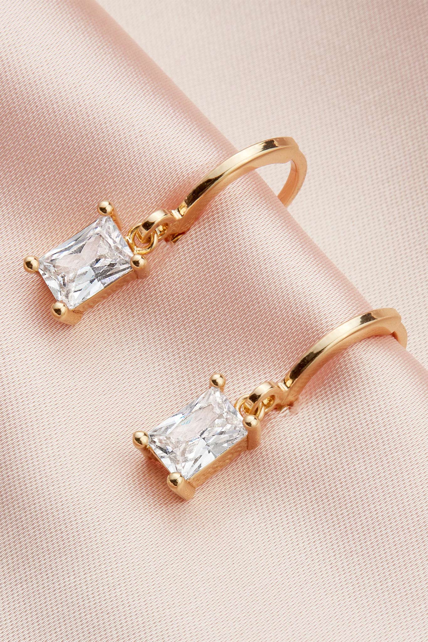 Emerald Cut Gold Huggie Earrings | Avignon