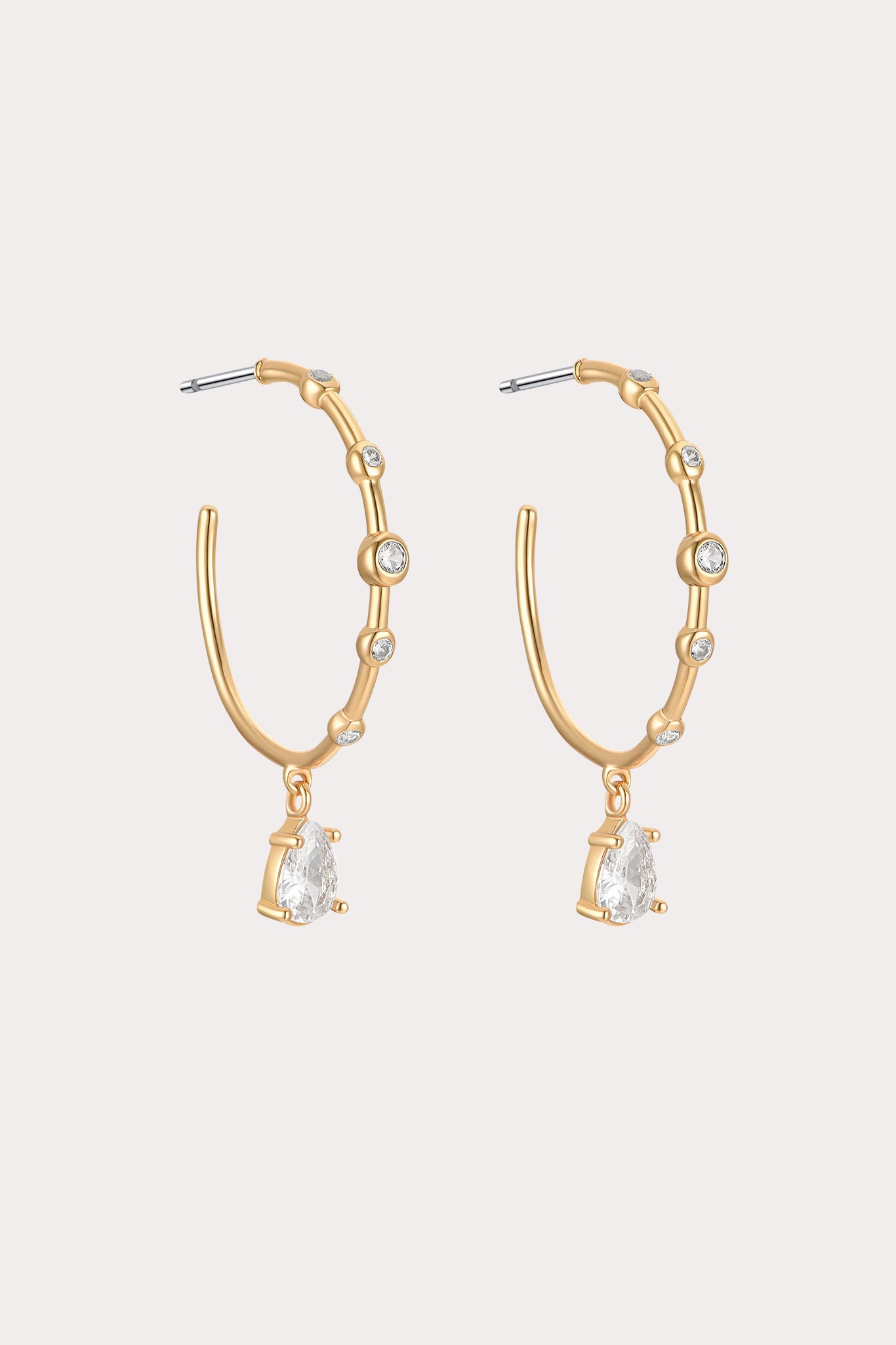 Dainty Crystal Hoop Earrings with Gold Accents | Ettika