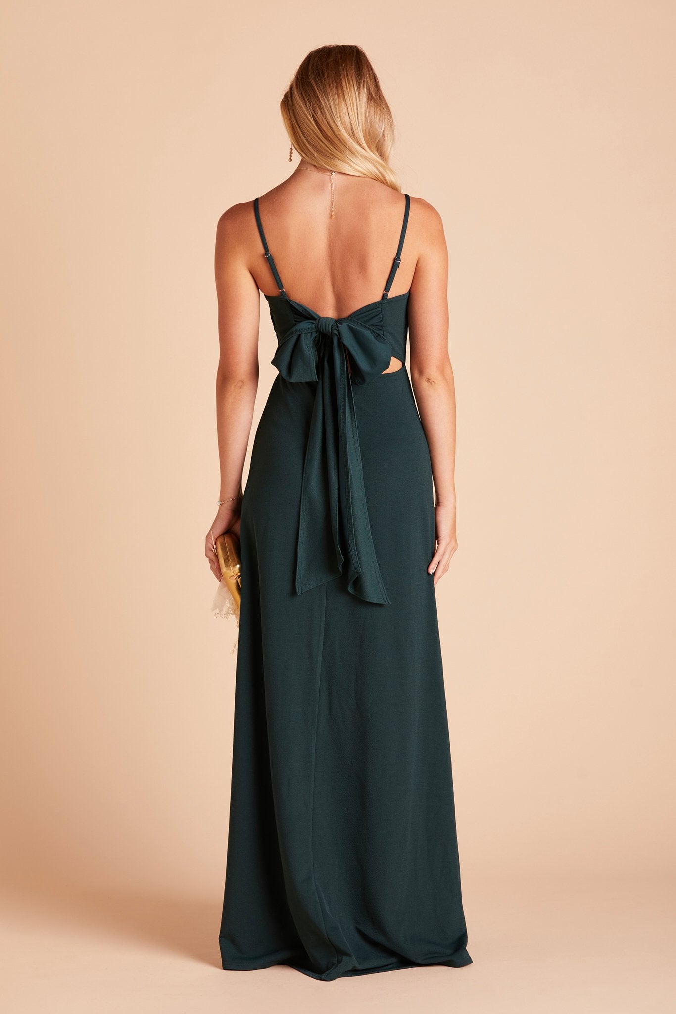 Emerald Crepe Dress with Bow Detail | Benny