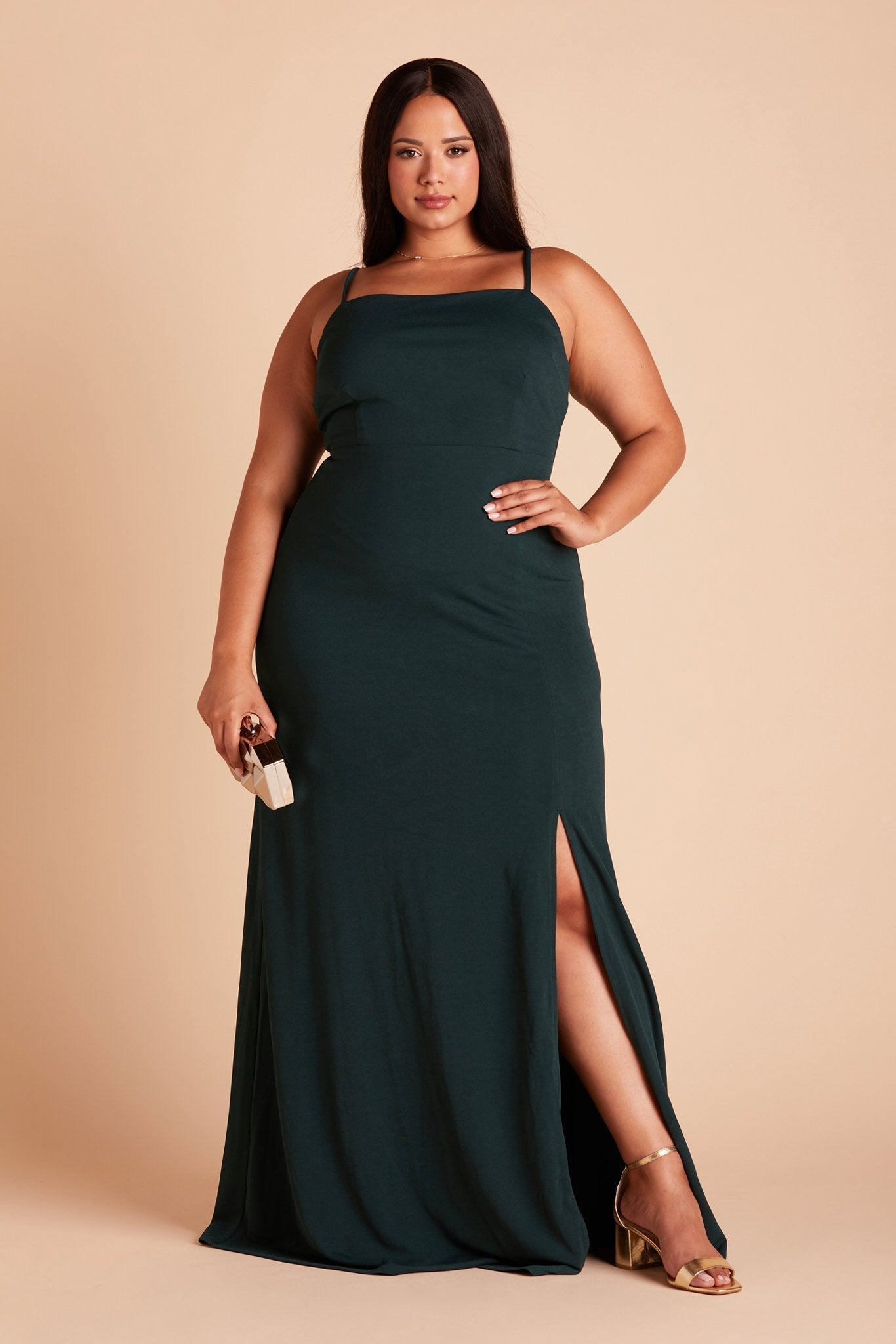 Emerald Crepe Dress with Bow Detail | Benny