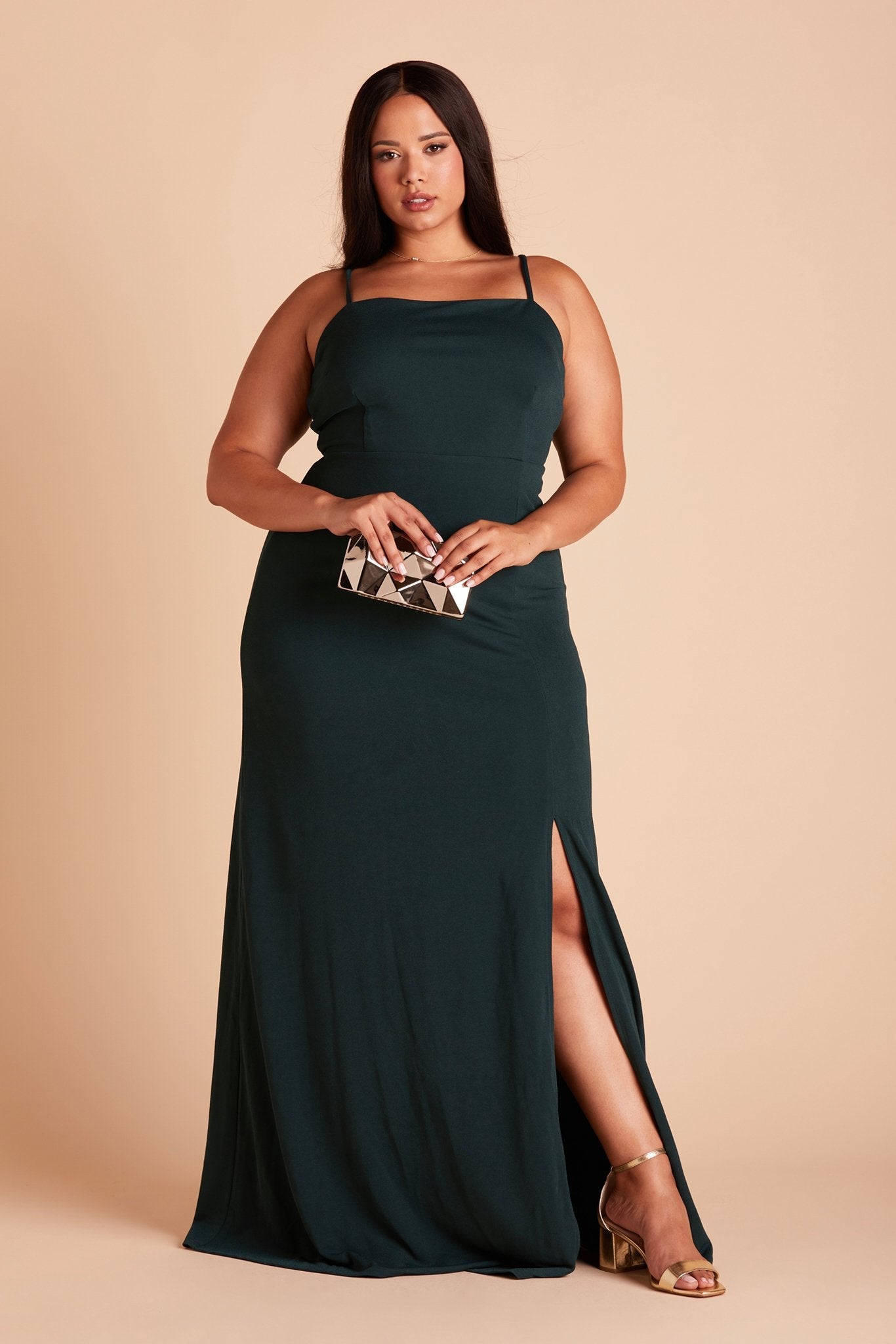 Emerald Crepe Dress with Bow Detail | Benny
