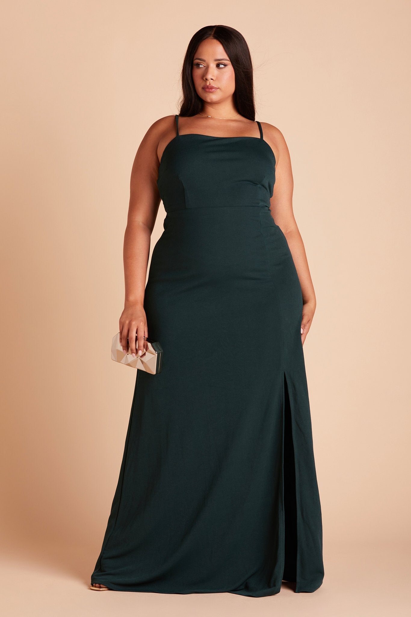 Emerald Crepe Dress with Bow Detail | Benny