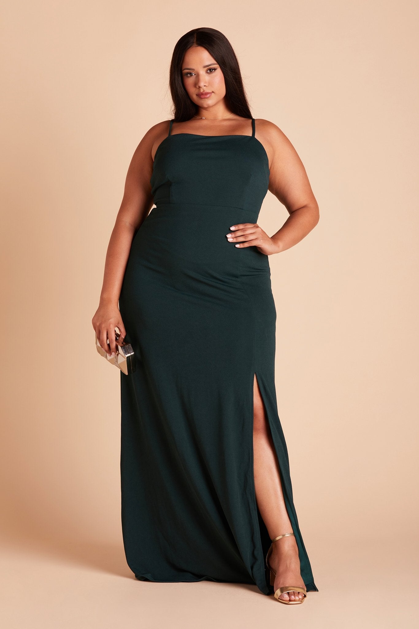 Emerald Crepe Dress with Bow Detail | Benny