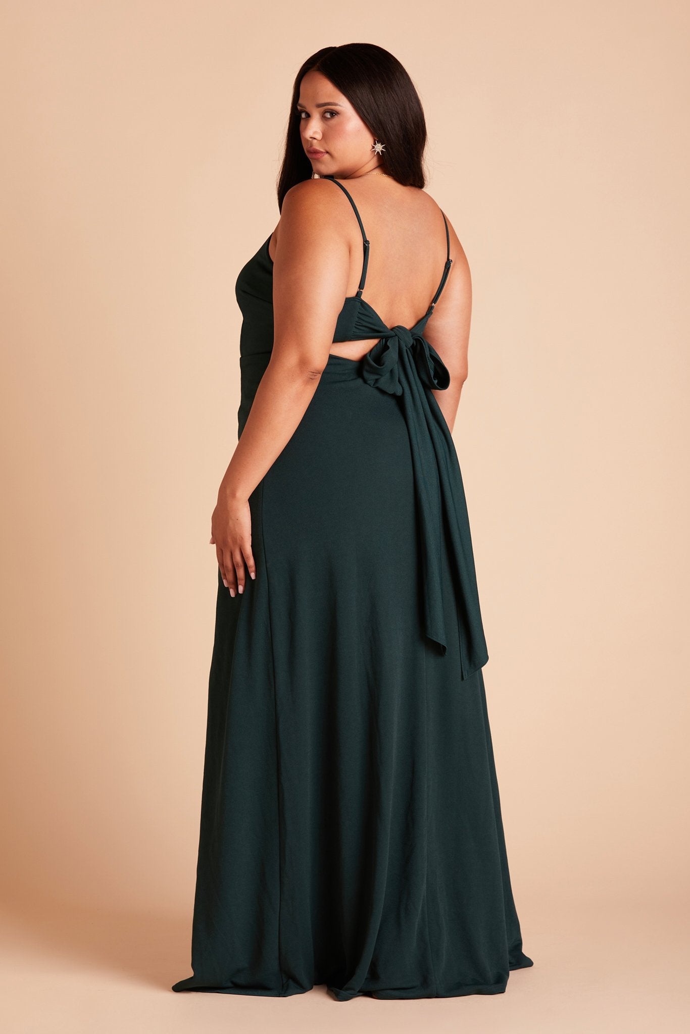 Emerald Crepe Dress with Bow Detail | Benny